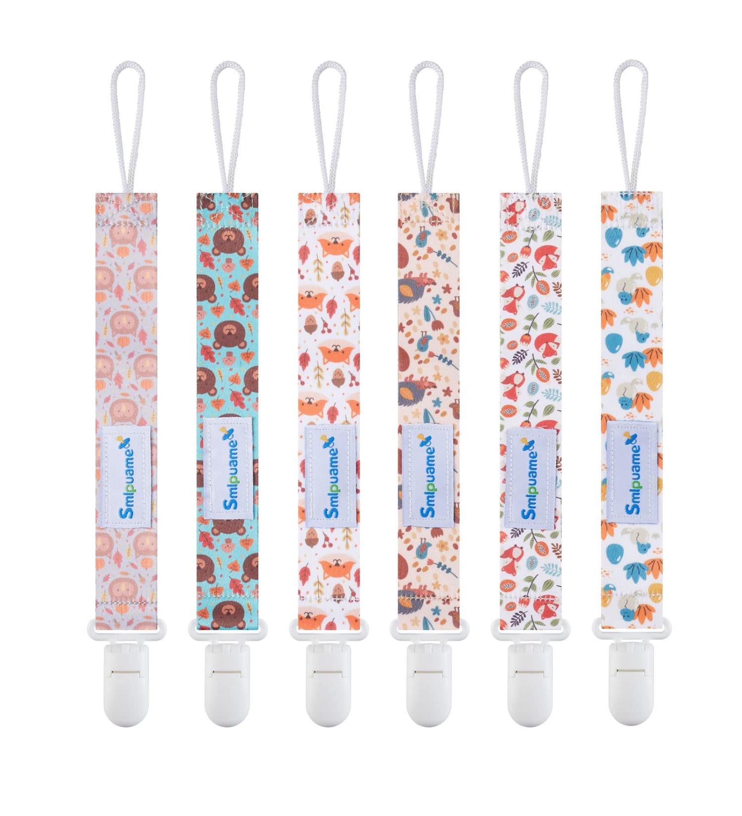 Buy Smlpuame BPA-Free Baby Pacifier Chain 6 Pack Fabric Dummy Clips for Boys & Girls | Fits Most Pacifiers & Teething Toys - Buy Online on GoSupps.com