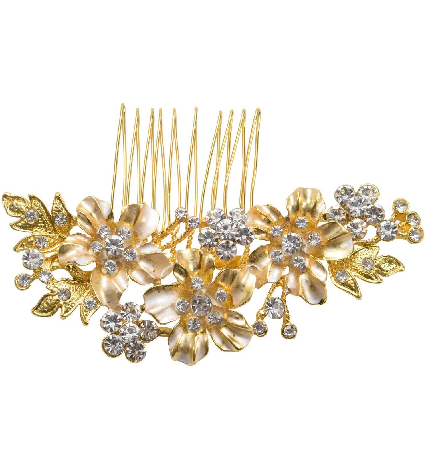 Lukasz Wedding Bridal Hair Combs Vintage Imitation Crystal Hairpins Prom Jewelry Gold Silver Flower Pattern Hair Accessories Pins Women Gold - Buy Online on GoSupps.com