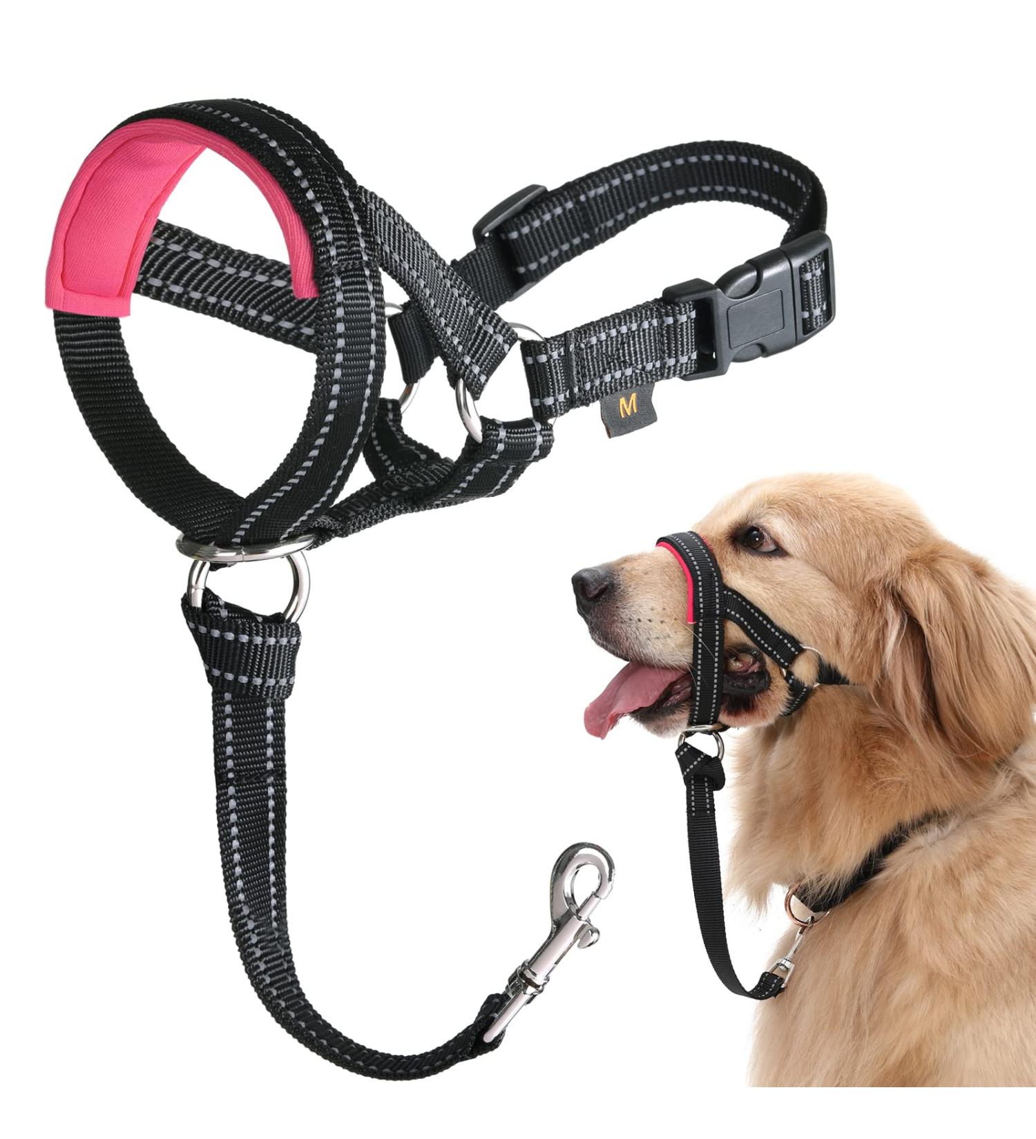 Dog Head Collar No Pull - Soft Upholstery Headhalters for Labrador - Includes Training Instructions - L Rosa/Schwarz - Buy Online on GoSupps.com