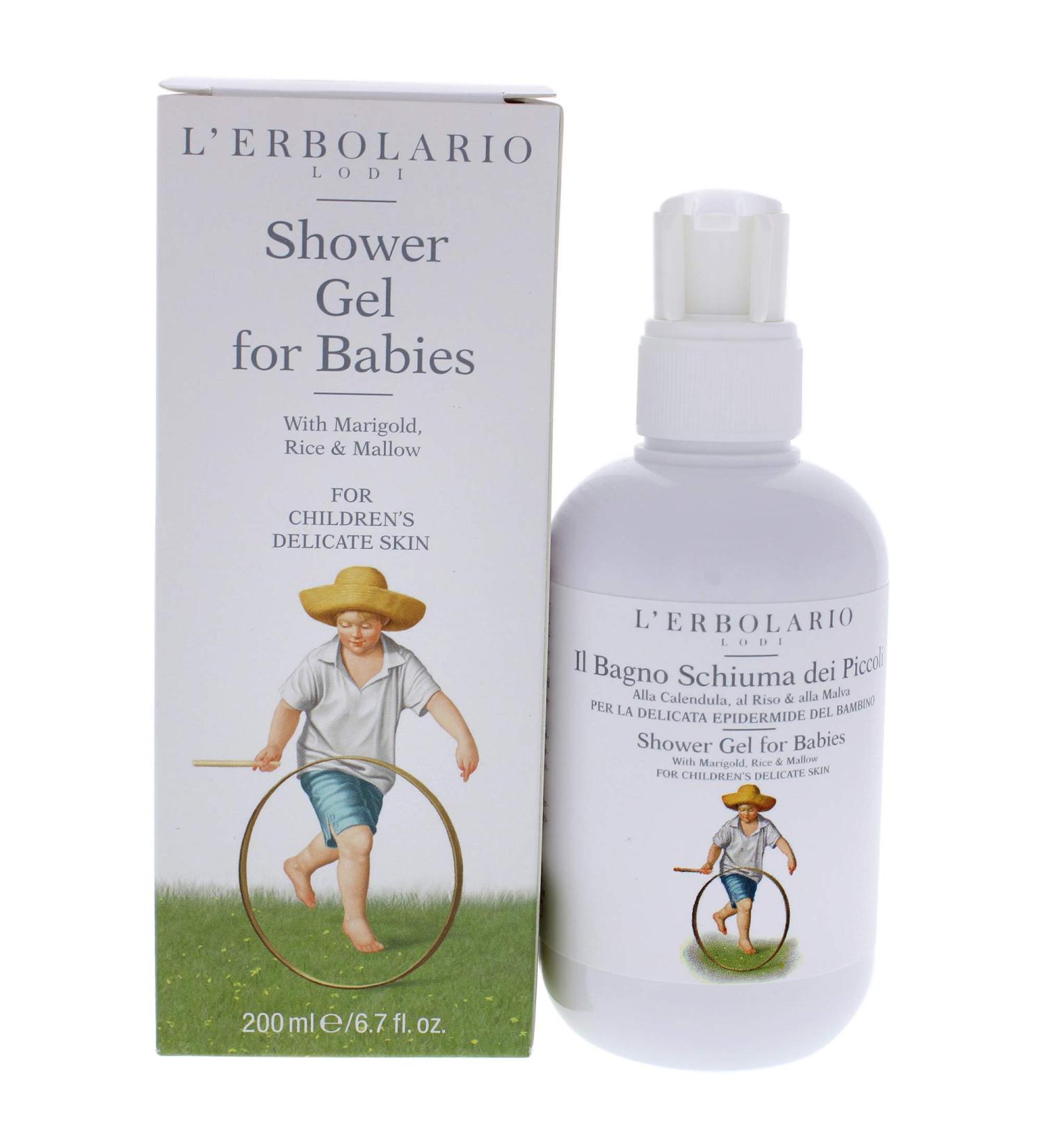 L'Erbolario Shower Gel for Babies - Gentle Cleansing for Sensitive Skin - Enriched with Rice Proteins - 6.7 Oz - Buy Internationally - Buy Online on GoSupps.com