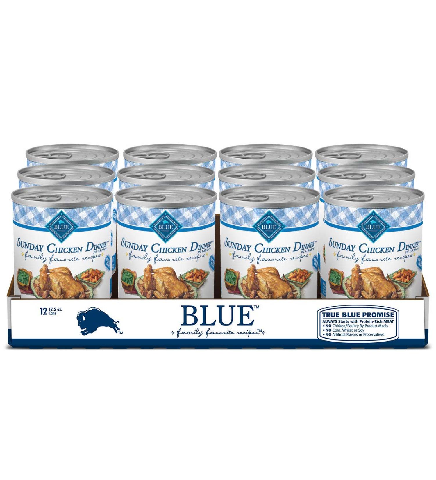 Blue Buffalo Family Favorites Sunday Chicken Wet Dog Food 12.5oz Can - Pack of 12 - Buy Online on GoSupps.com
