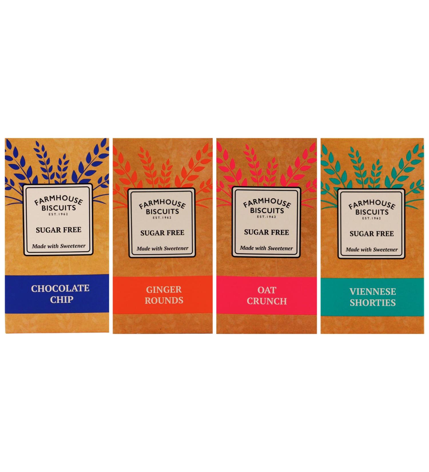 Farmhouse Sugar Free Biscuits For Diabetics Multipack Selection Box - Viennese Shorties Ginger Cookies Choc Chip Cookies Oat Crunch Cookies - Buy Online on GoSupps.com