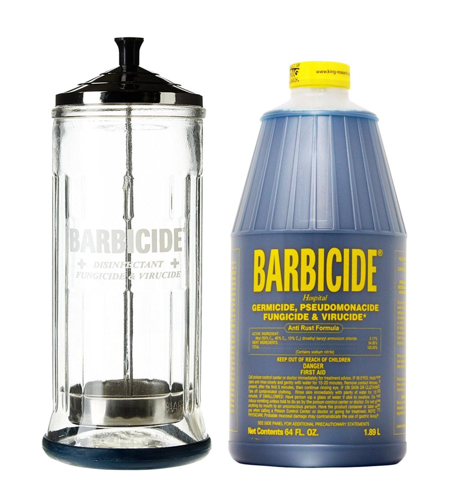 King Research Barbicide Disinfecting Jar Large 37oz + Disinfectant 64oz