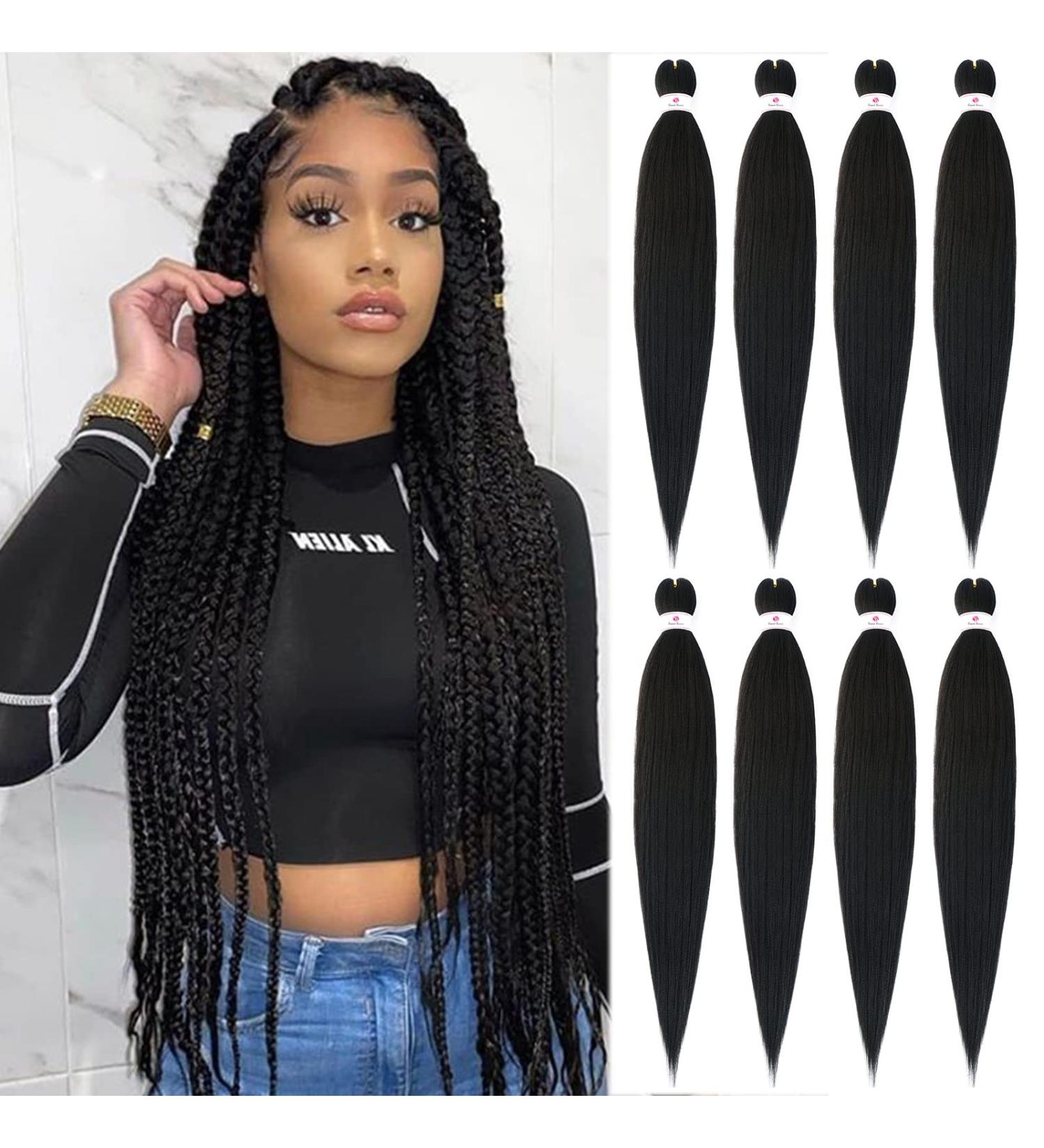 Beyond Beauty 8 Packs Black Pre Stretched Braiding Hair Synthetic Yaki EZ Braiding Coi Leray Braids Knotless Braiding Hair Extensions Pre Stretched Hot Water Setting Crochet Braids 42Inch(#1B) 8Packs-42Inch #1B - Buy Online on GoSupps.com