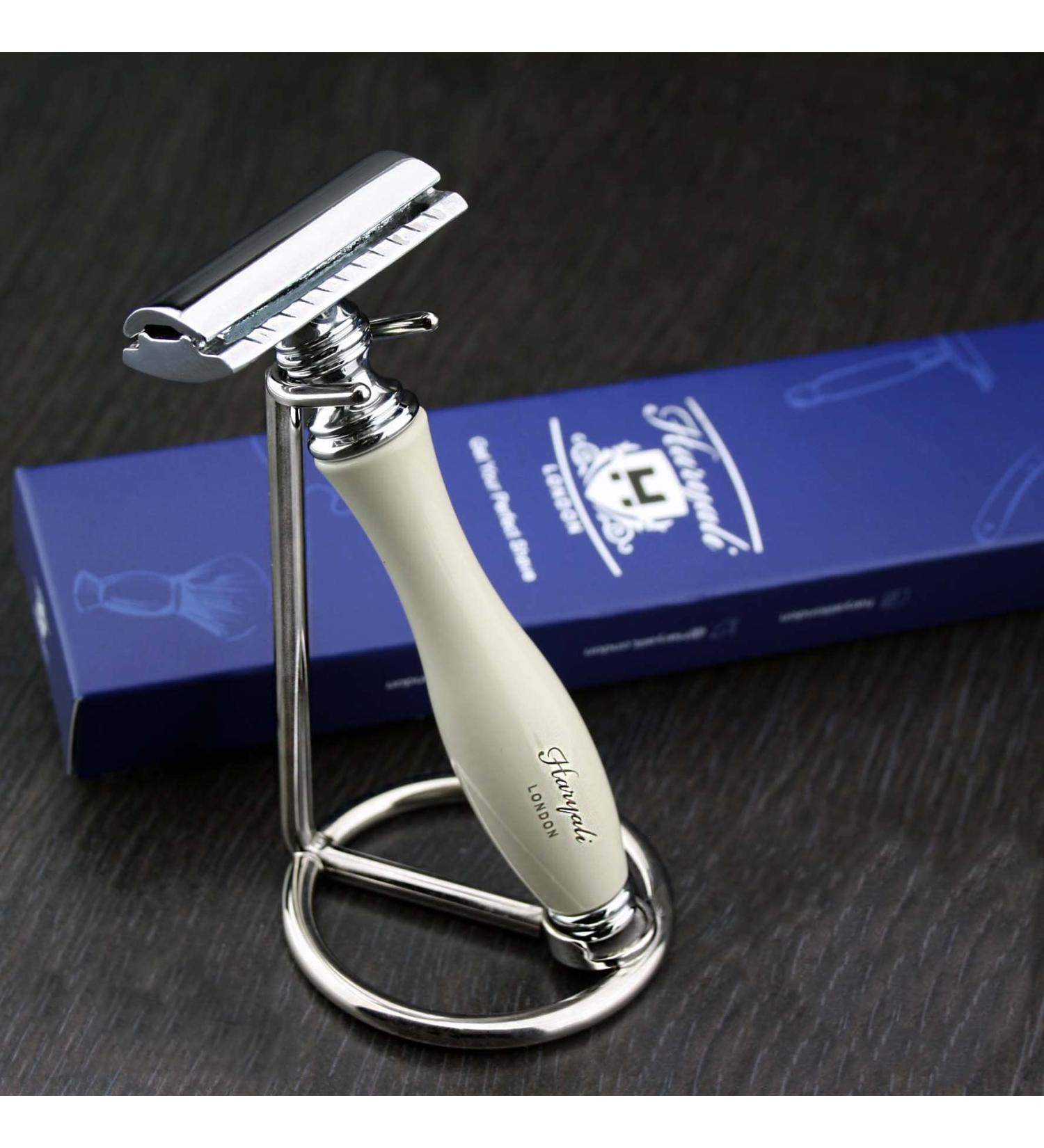Gent's Classic DE Safety Razor in Elegant Ivory | Stylish Stainless Steel Stand | Perfect Men's Shaving Gift Essentials - Buy Online on GoSupps.com