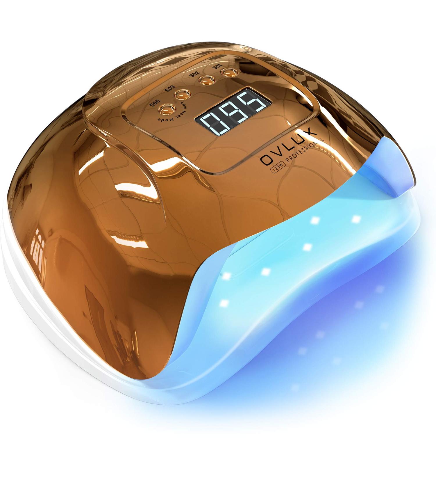 OVLUX 128W UV LED Nail Lamp - Rapid-Curing Gel Nails Dryer for Manicures/Pedicures - Dual-Voltage - Extra-Long Cable - Professional Gel Lamp for Homes/Salons - Gold - Buy Online on GoSupps.com