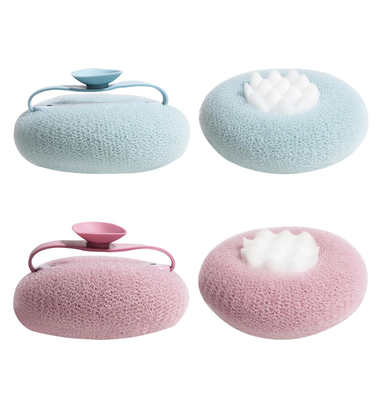Oneleaf Bathing Bliss Massage Bath Ball - Exfoliating & Scrubbing for Skin Pampering - Purple & Blue - International Shipping Available - Buy Online on GoSupps.com
