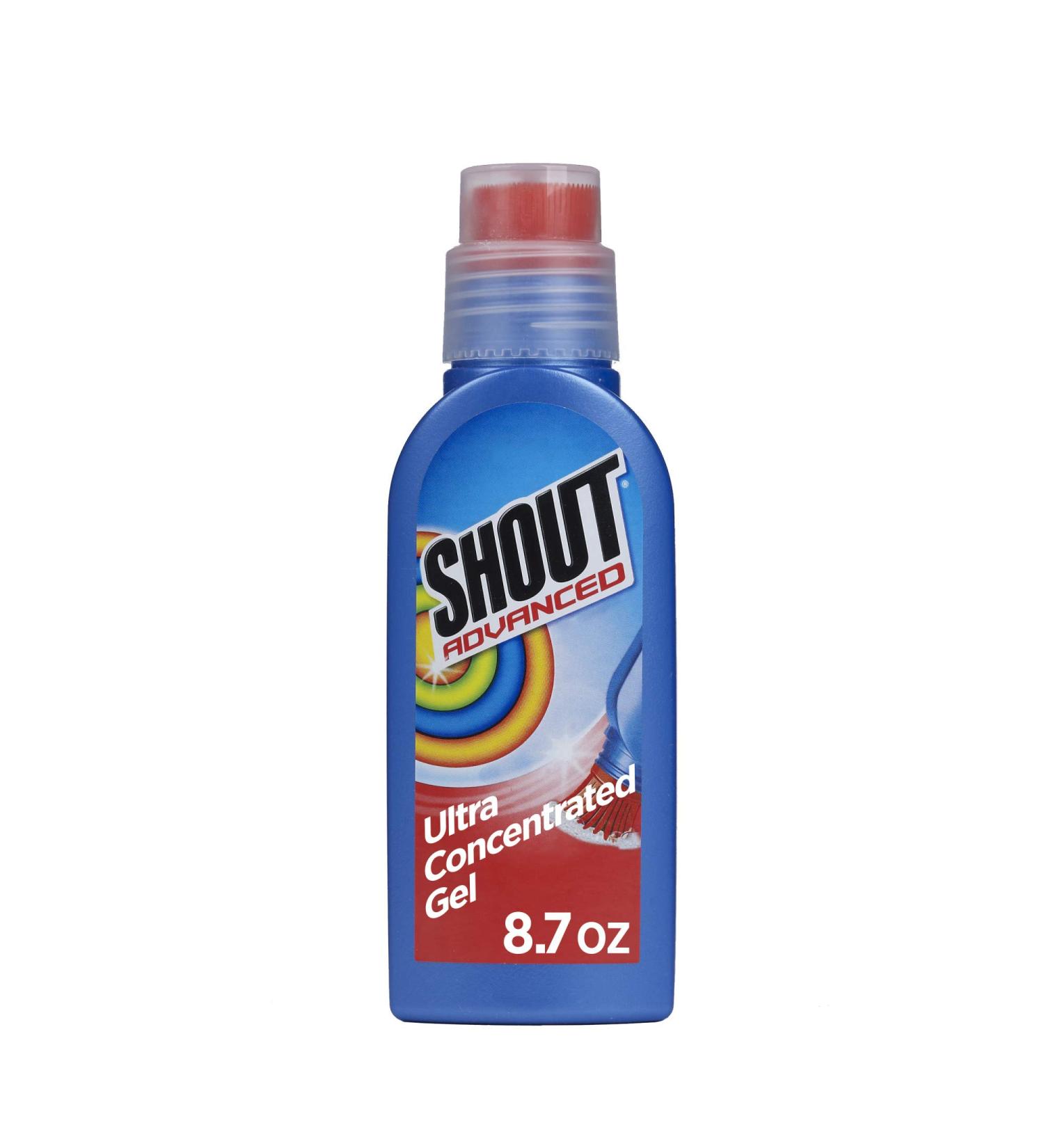 Shout Advanced Stain Remover 8.7 oz Gel with Scrubber Brush - Laundry Stain Remover for Clothes - Buy Online on GoSupps.com