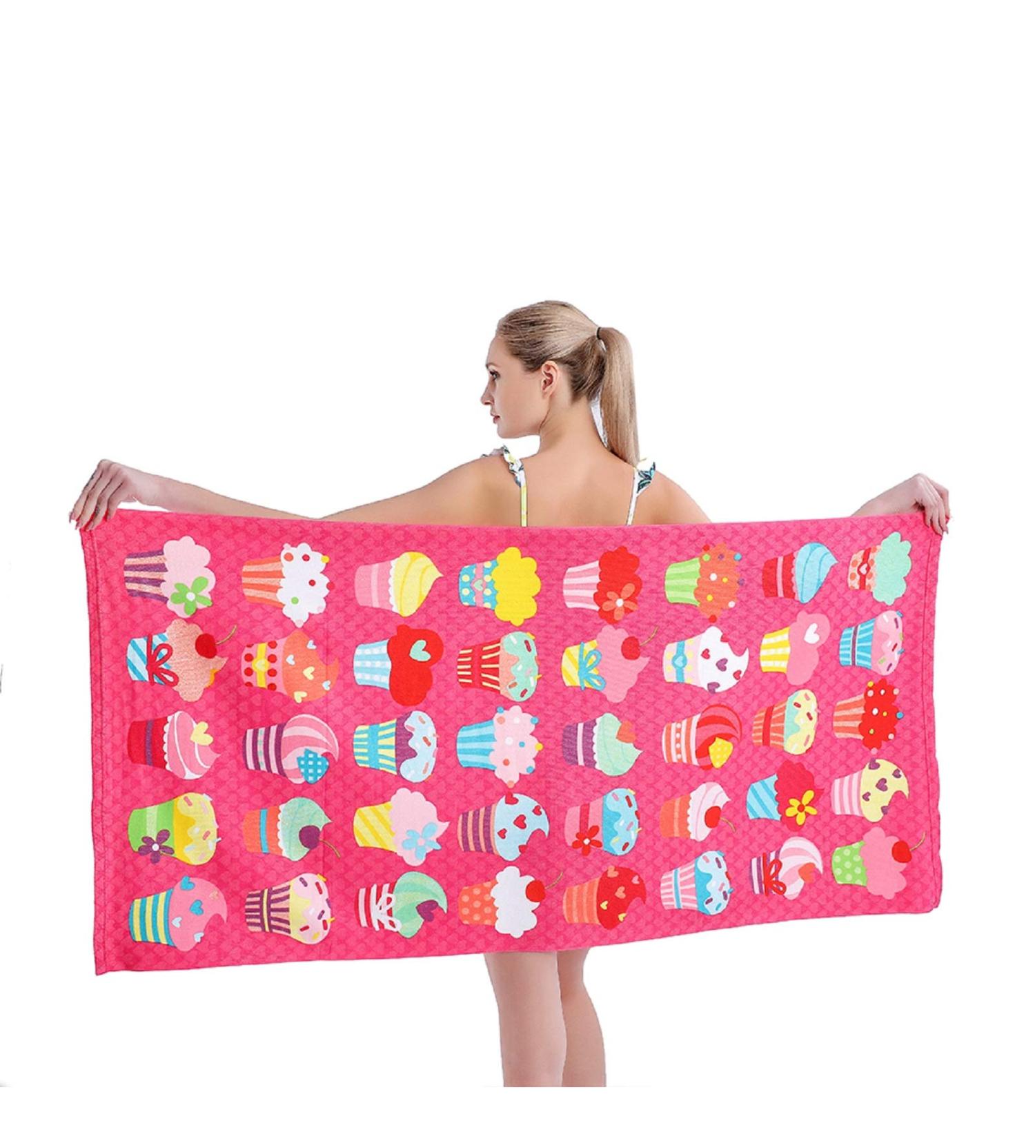 Auxory 30x60 Microfiber Beach Towel for Travel - Quick Dry, Sand Proof, Super Absorbent - Ice Cream Design - Ideal for Swimmers, Men, Women, Kids - Buy Online on GoSupps.com