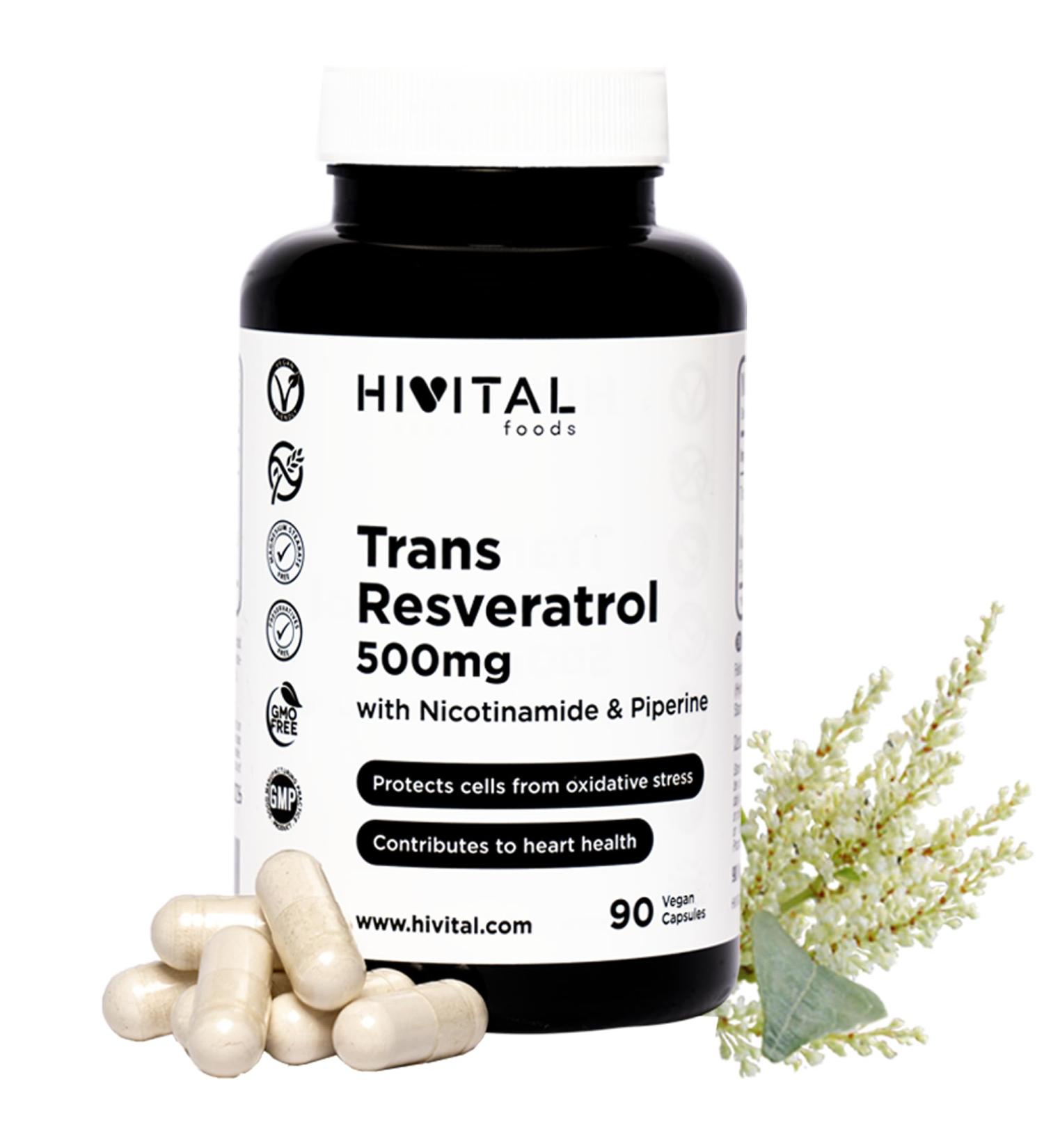Buy Trans-Resveratrol 500 mg - 90 Vegan Capsules with Nicotinamide & Piperine | Natural Anti-Aging Supplement - Buy Online on GoSupps.com
