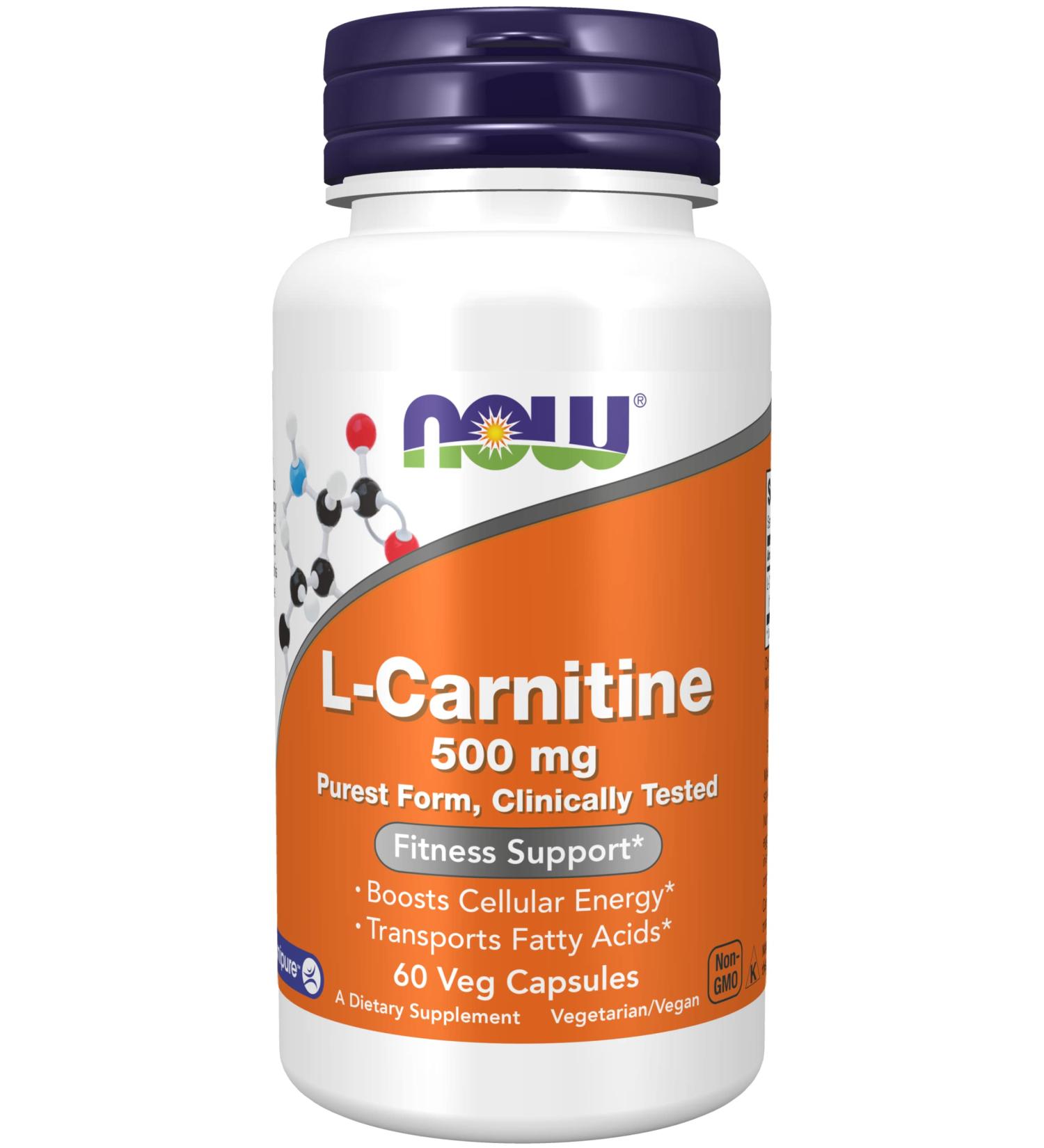 Now Foods L-Carnitine 60 Veggie Capsules - Boost Energy & Fat Metabolism | High-Quality Supplement for Weight Loss & Performance - Buy Online on GoSupps.com