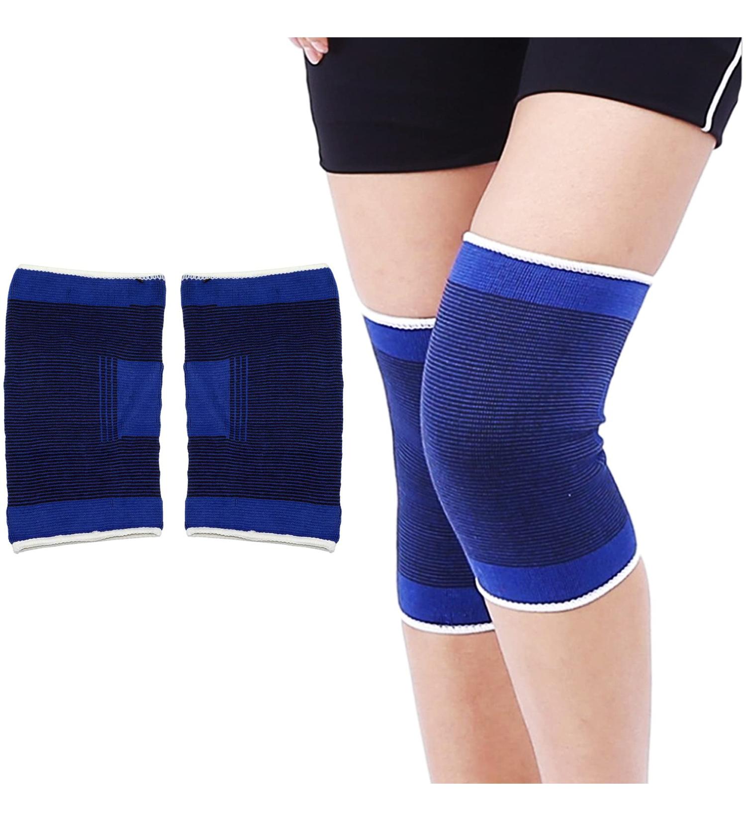 SystemsEleven Knee Support - Elastic Compression Bandage for Joint Pain & Sprains (2 Pack, Blue) - Men & Women - Buy Online on GoSupps.com
