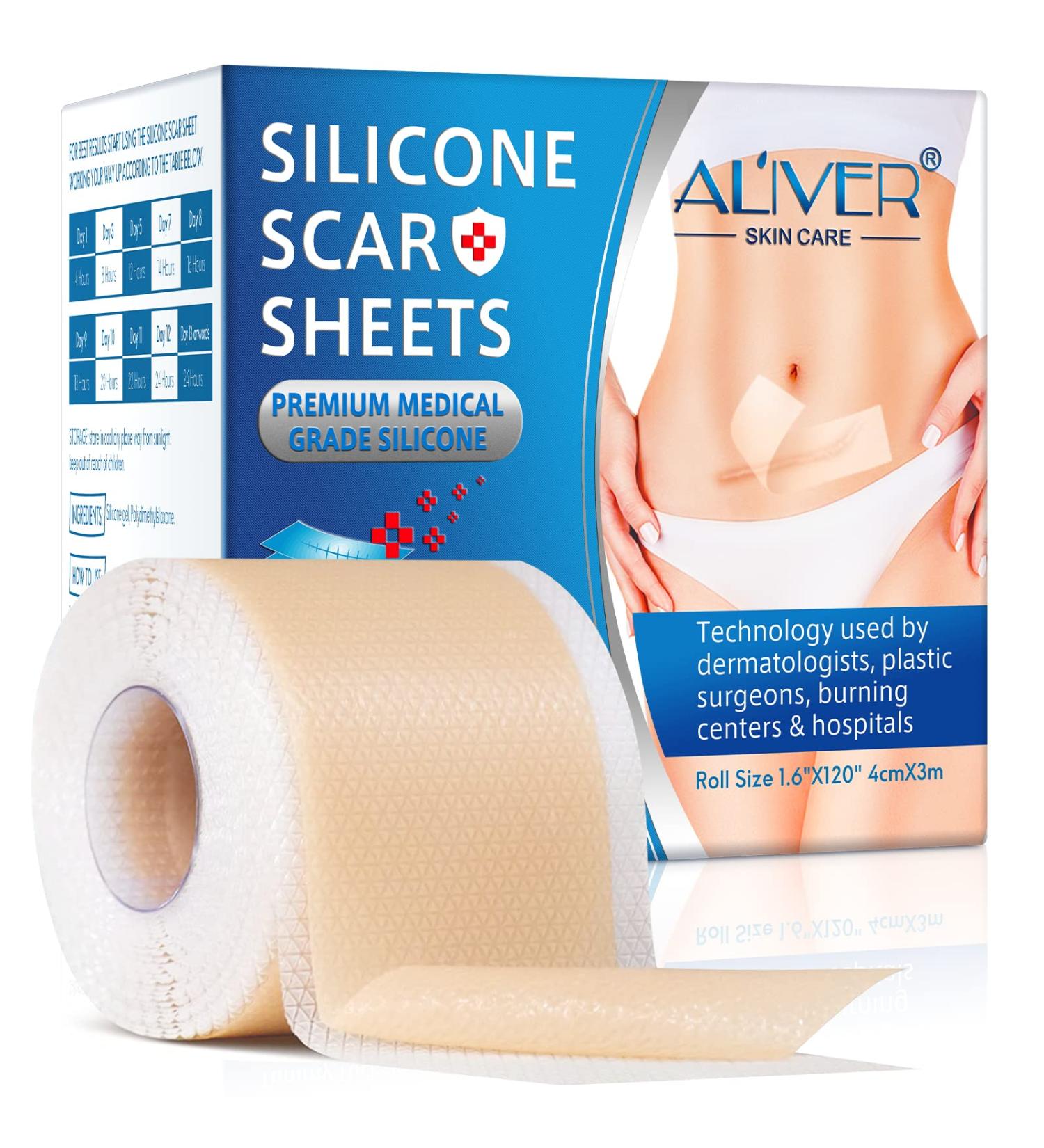 Silicone Scar Sheets (1.6 x 120 Roll) - Medical Grade Scar Tape for Acne, C-Section & Keloid Scars - Buy Online on GoSupps.com