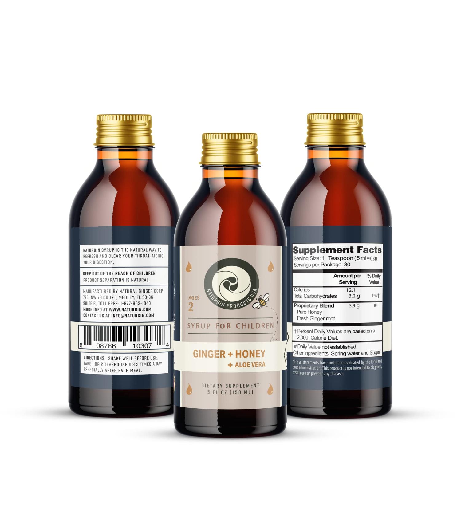 Natural Children s Syrup with Ginger Honey & Aloe Vera - 5 oz (150ml) | Healthy Immune Support - Buy Online on GoSupps.com