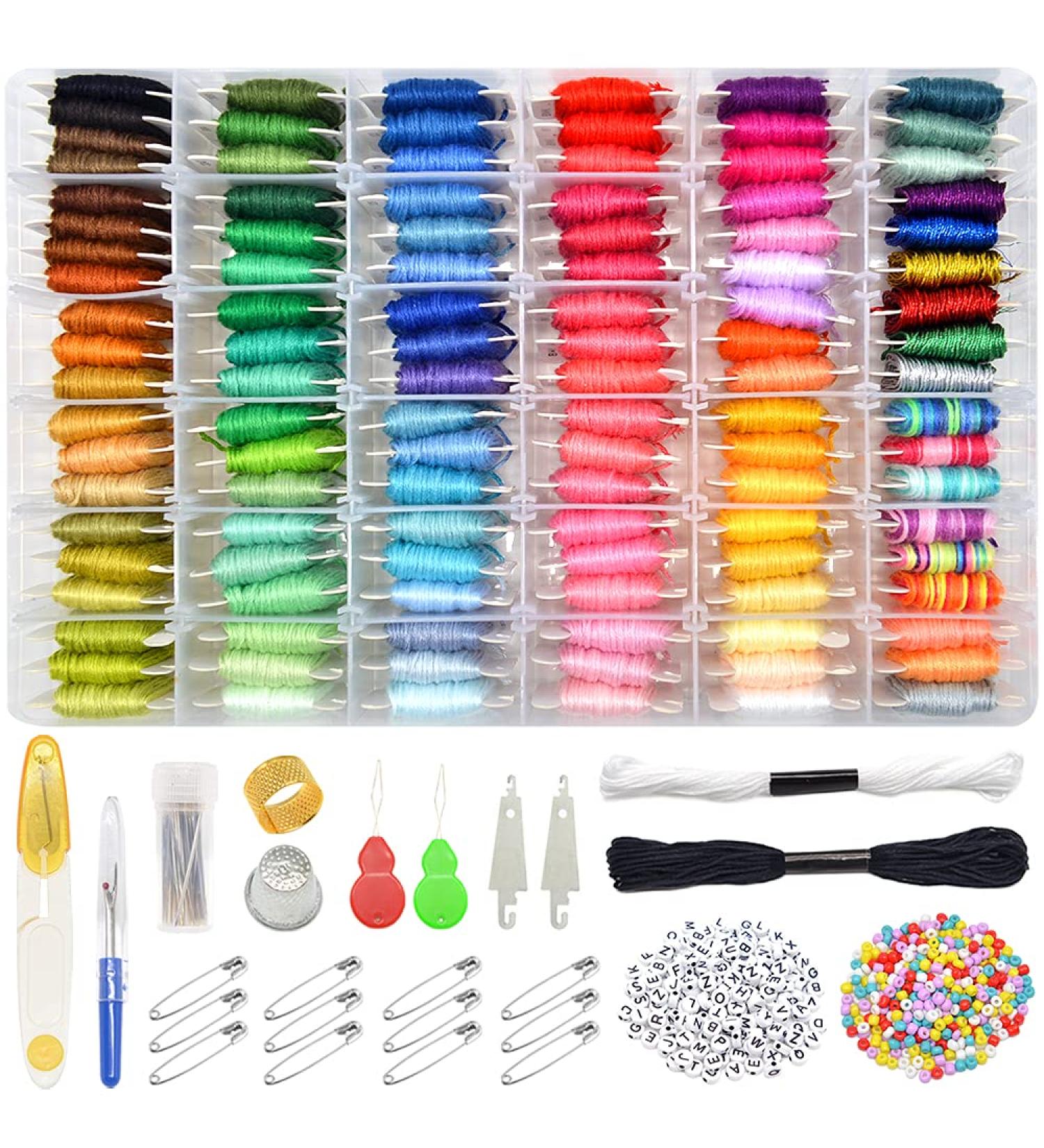 962Pcs Friendship Bracelet String Kit with 110 Colors Embroidery Thread, 800 Beads, and Cross Stitch Tools - Perfect Gift with Storage Box, Multicolor - Buy Online on GoSupps.com