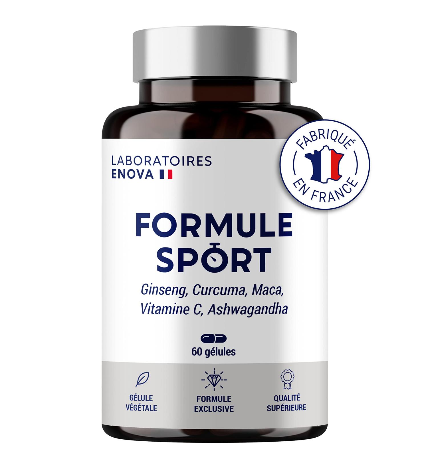 SPORT FORMULA Power Endurance Joints Recovery Ginseng Turmeric Maca Vitamin C Ashwagandha 100% Natural Physical Performance Food Supplement 60 Capsules Made in France - Buy Online on GoSupps.com