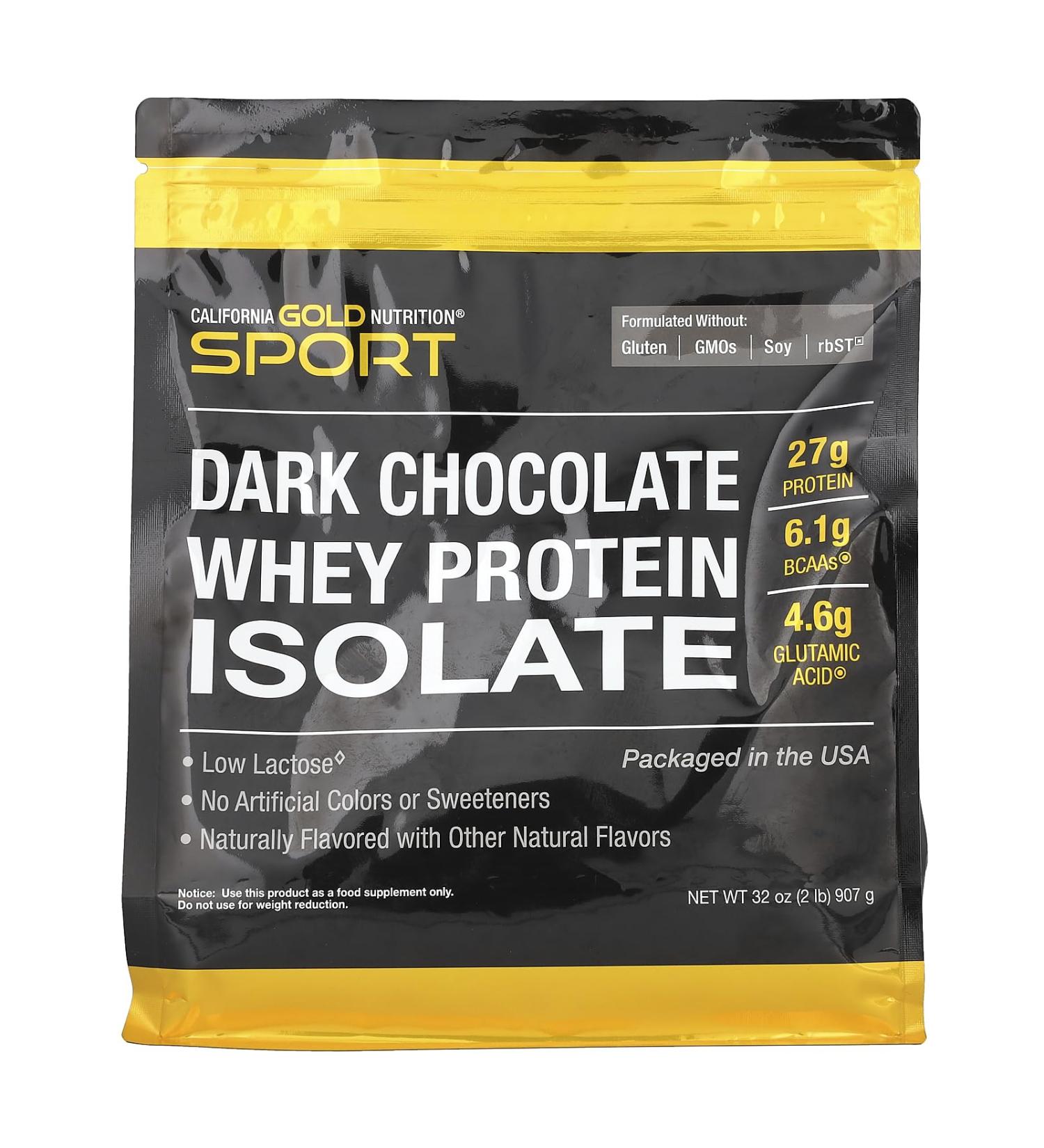 California Gold Nutrition Sport Dark Chocolate Whey Protein Isolate 2 lb – High-Quality Protein for Fitness & Recovery | International Shipping Available - Buy Online on GoSupps.com