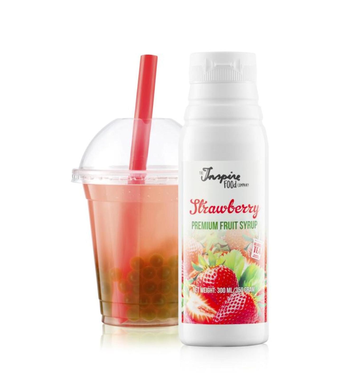 Inspire Food Co. Original Strawberry Fruit Syrup for Bubble Tea - 300ml | Vegan & Gluten-Free - Buy Online on GoSupps.com