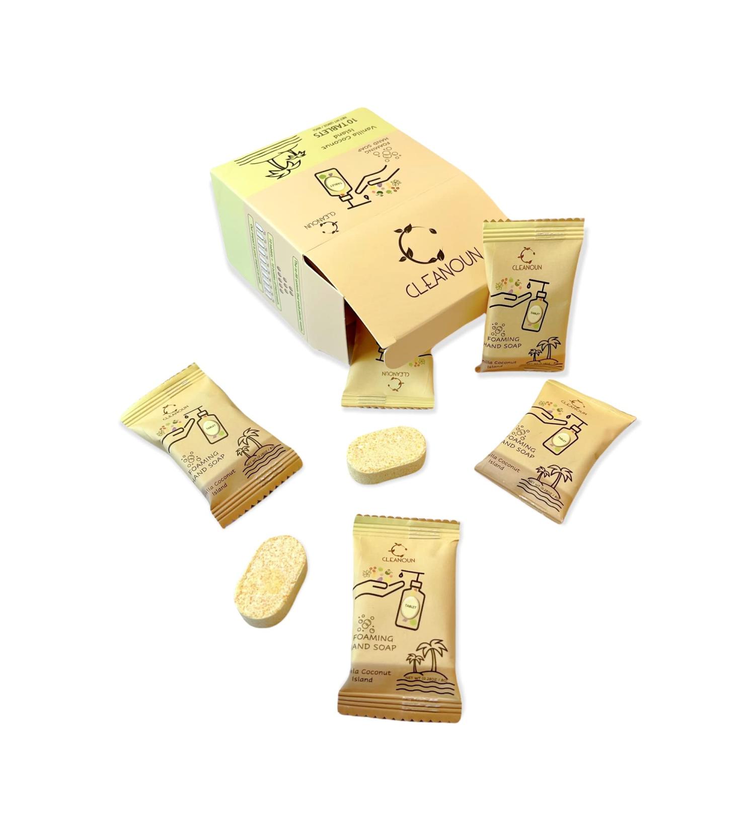 CLEANOUN Foaming Hand Soap Tablet Refills - 10 Pack | 100 fl oz | Vanilla Coconut Island | Eco-Friendly & Moisturizing - Buy Online on GoSupps.com
