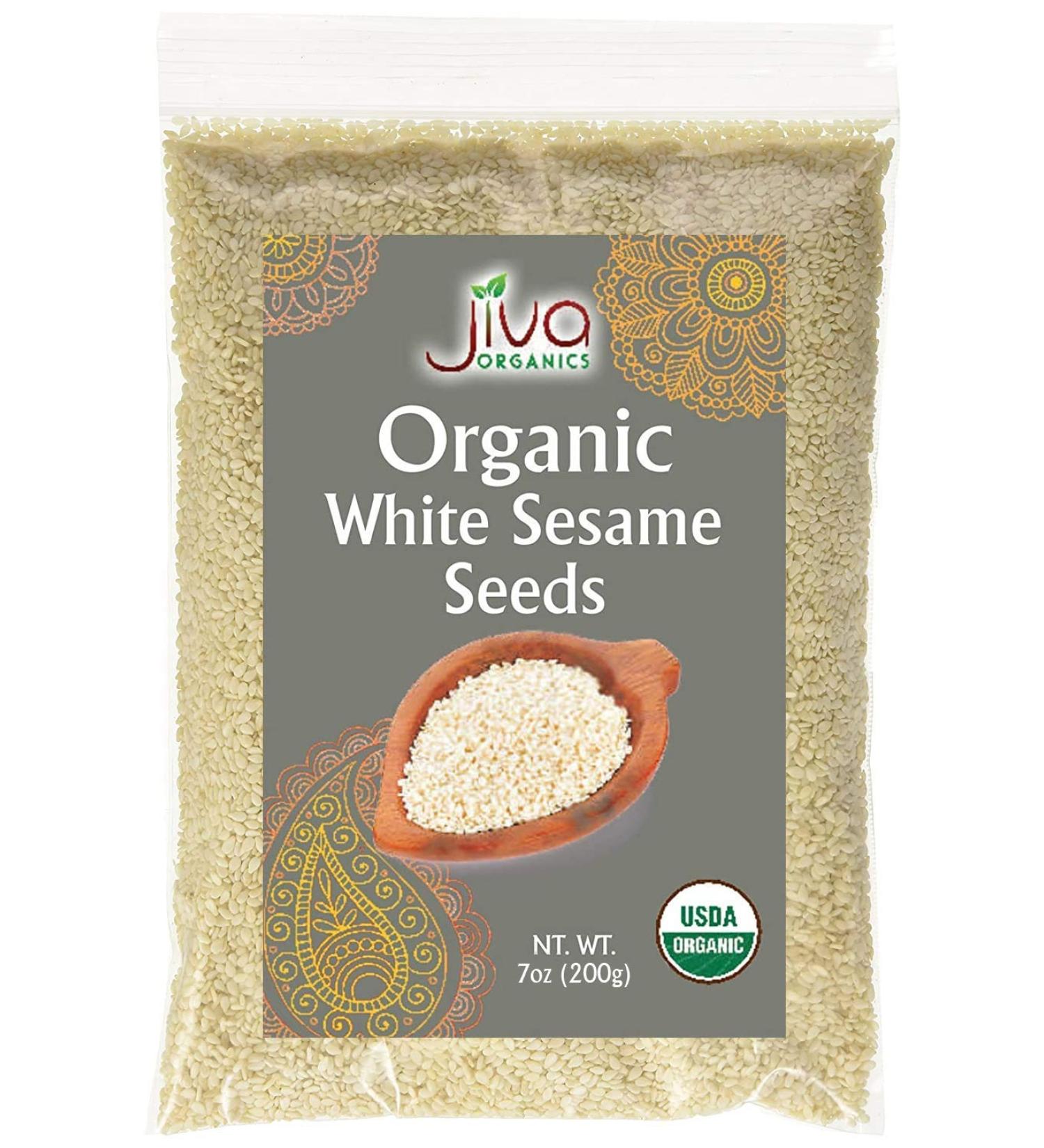Jiva Organics Organic White Sesame Seeds 7ounce Bag - Hulled Till 100% Natural & Non-GMO - Buy Online on GoSupps.com