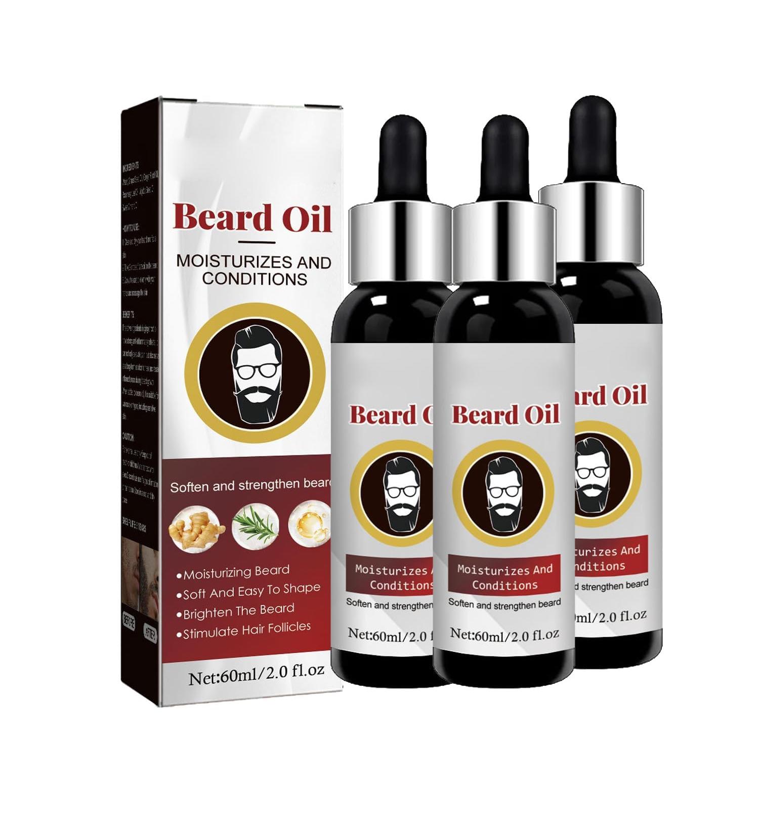 3-Piece Natural Beard Growth Oil Set | Promotes Facial Hair Growth & Moisture for Men - Buy Online on GoSupps.com
