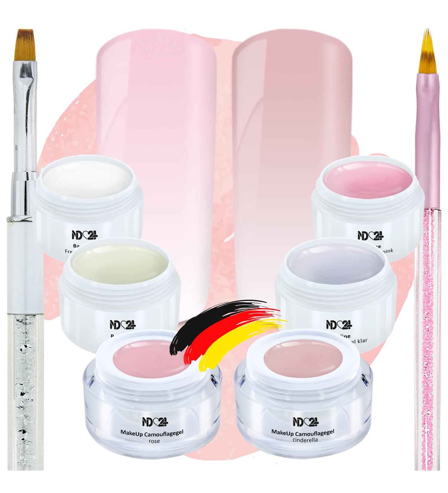 Baby Boomer Gel Set + Brush - Studio Quality French Ombre Pink & White - 6 x 5ml for Perfect Nail Art | International Shipping - Buy Online on GoSupps.com