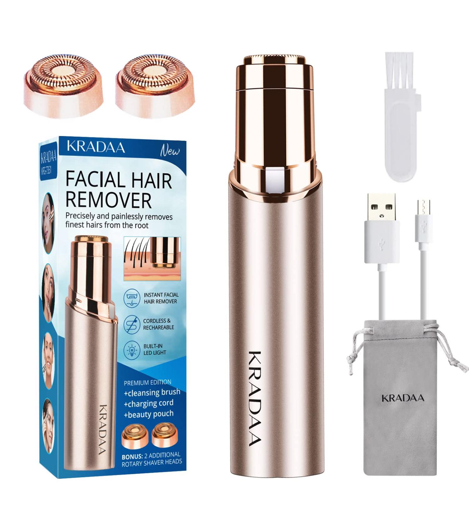 Women's Facial Hair Remover - Painless Portable Shaver for Lip & Chin | USB Rechargeable - Buy Online on GoSupps.com