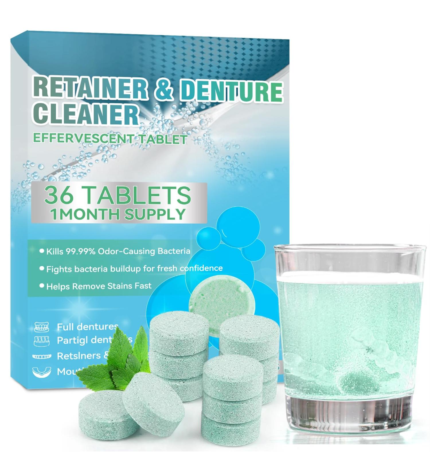 JOYAONE Retainer Cleaning Tablets 36 Tablets Monthly Pack Denture Cleaning Tablets Mint Fresh Mouth Cleaner for Retainer Aligner Mouth Guard Night Splints and Dentures - Buy Online on GoSupps.com