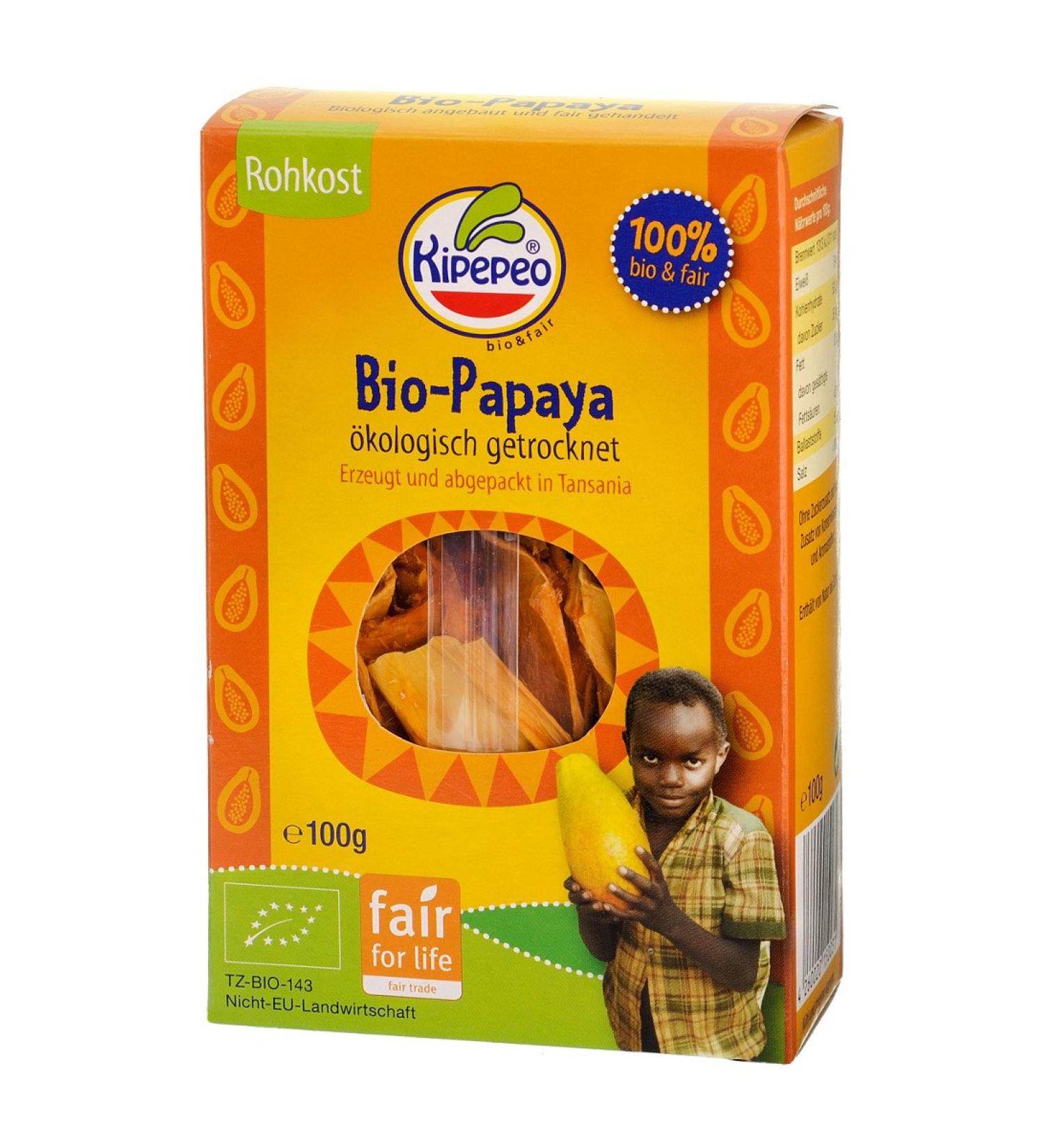 Kipepeo Organic Papaya dried (1x 100g)