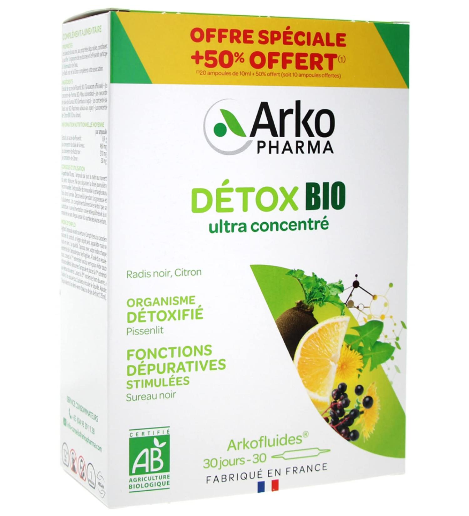 Arkopharma Arkofluides Organic Detox 20 Ampoules + 10 Ampoules