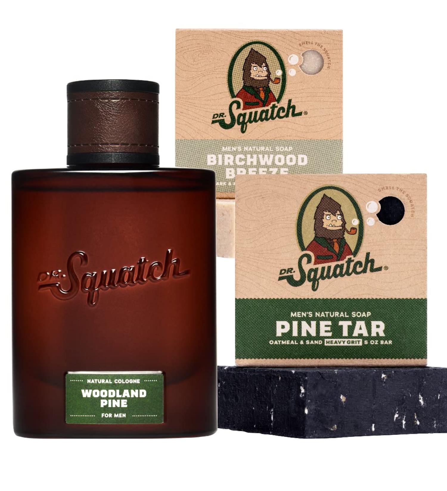 Dr. Squatch Men's Woodland Pine Natural Cologne & Bar Soap Set - Rugged & Woodsy Scent for Men - Buy Online on GoSupps.com
