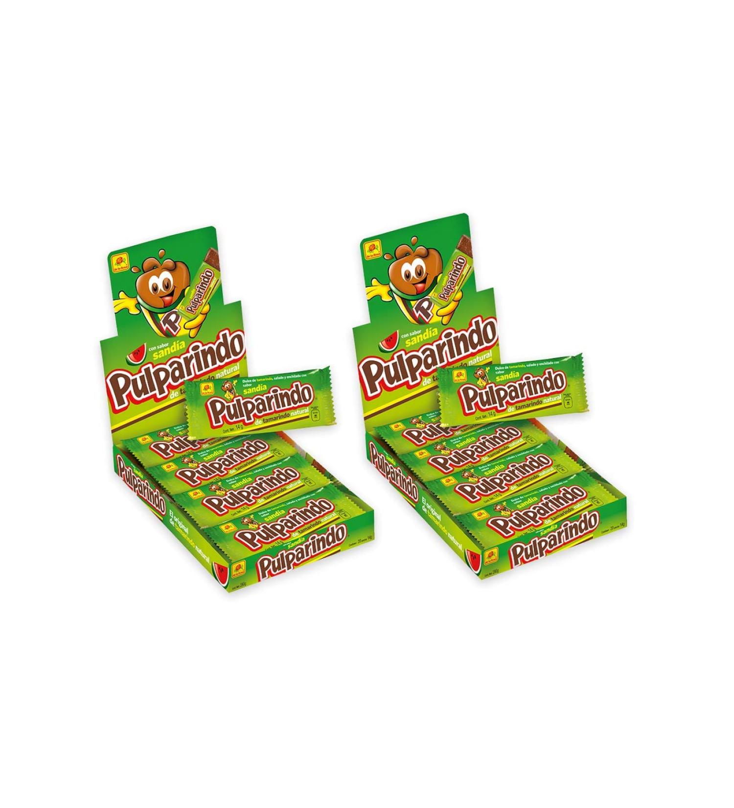 Pulparindo Hot and Salted Tamarind Candy by De la Rosa Watermelon Flavour- 2x280gr (40 Units) 20 Count (Pack of 2)