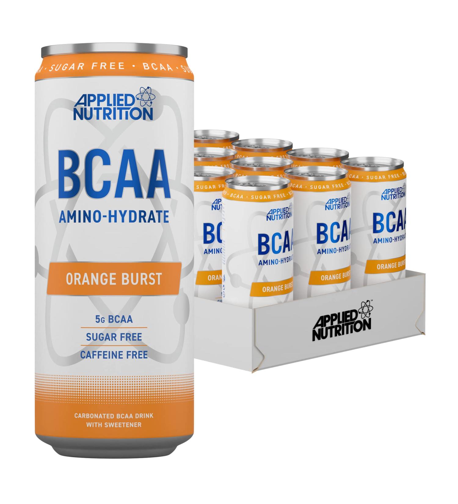 Applied Nutrition BCAA Energy Drink - Caffeine Free BCAA Amino Hydrate Sugar Free Branch Chained Amino Acids (Pack of 12) (Orange Burst) - Buy Online on GoSupps.com