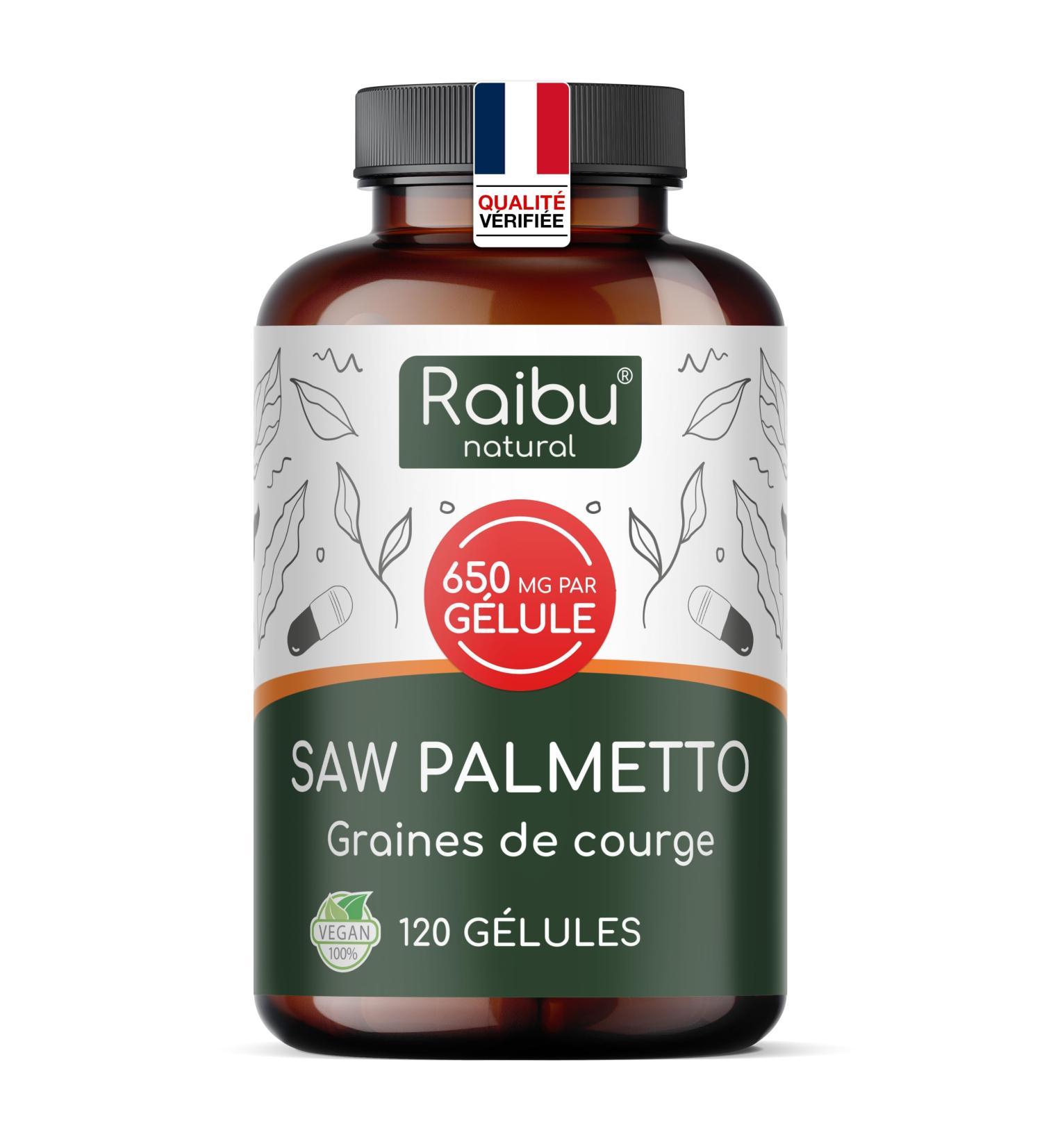 Saw Palmetto - Haute Teneur: 11000 mg de Palmier Nain par G lule (20:1) avec Graines de Courge - 120 G lules de Palmier Nain pour 4 Mois d Utilisation - V gan & Sans Additifs - Raibu - Buy Online on GoSupps.com
