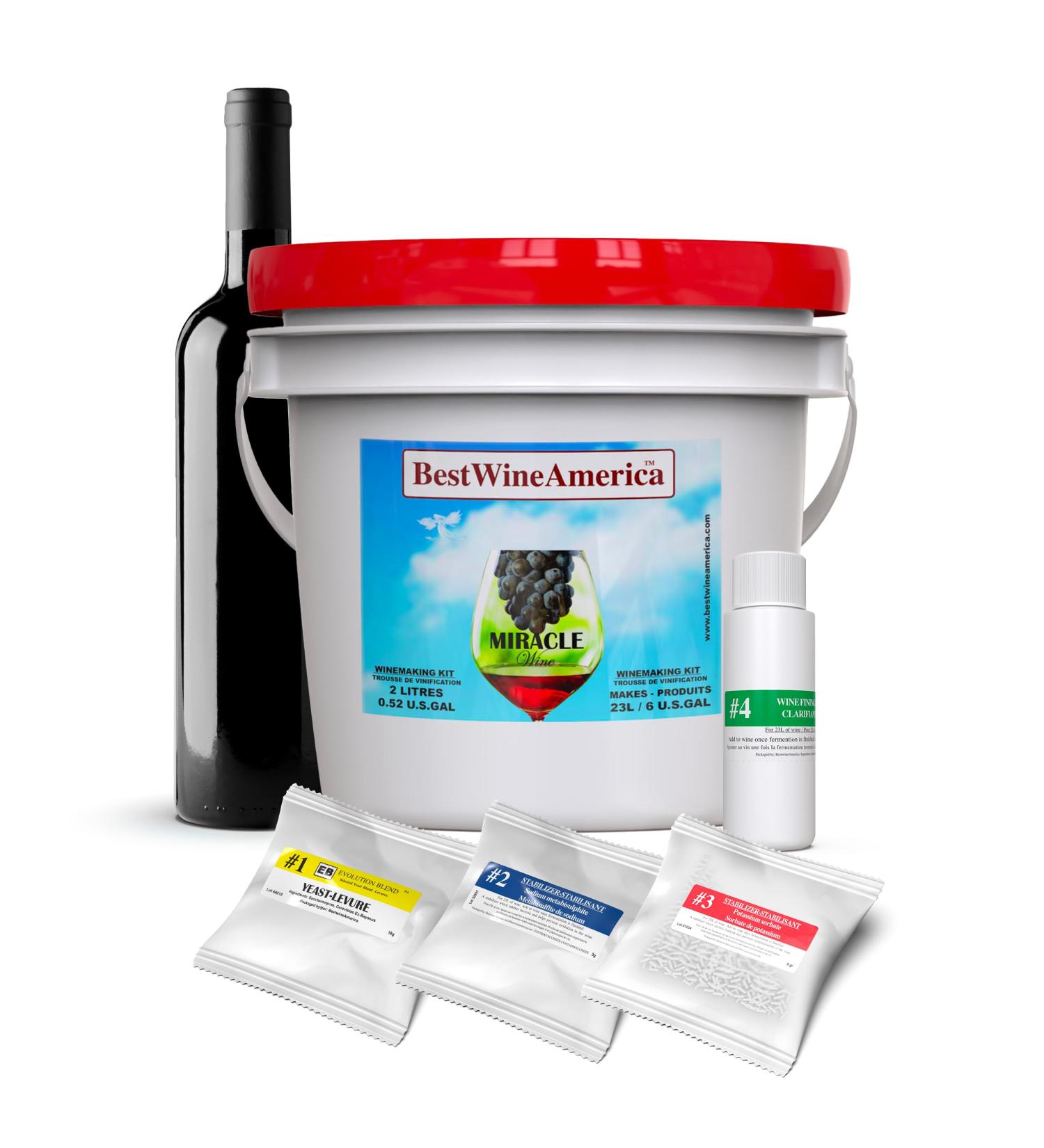 BestwineAmerica Miracle Grape Extraction Red Style Wine Making Kit 2L Wine Kit Makes 23L of Wine - Cabernet Sauvignon - Buy Online on GoSupps.com
