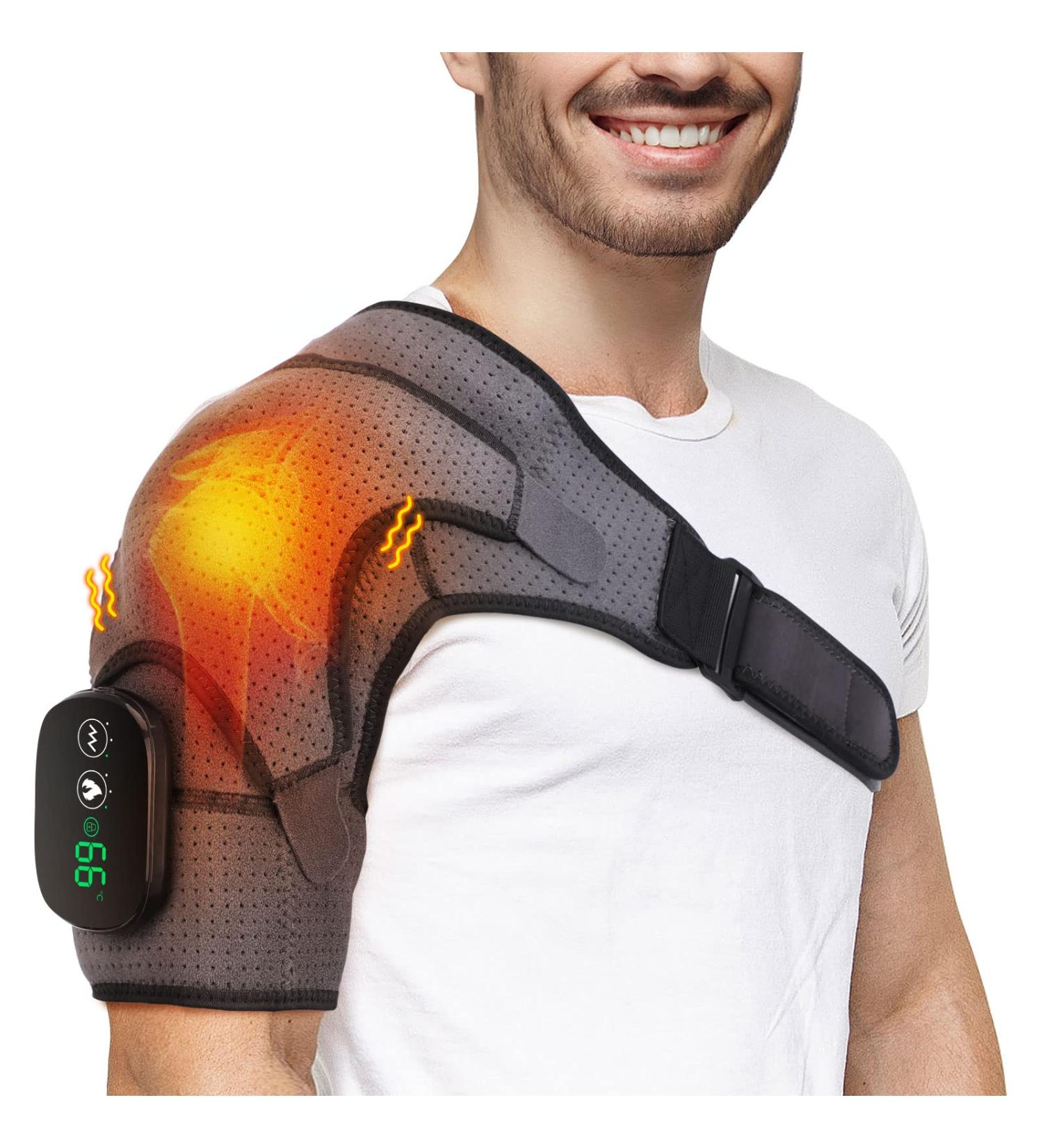 3-in-1 Cordless Shoulder Heating Pad with Vibration Modes | Heated Shoulder Wrap Brace for Relaxation | Large Size - Buy Online on GoSupps.com