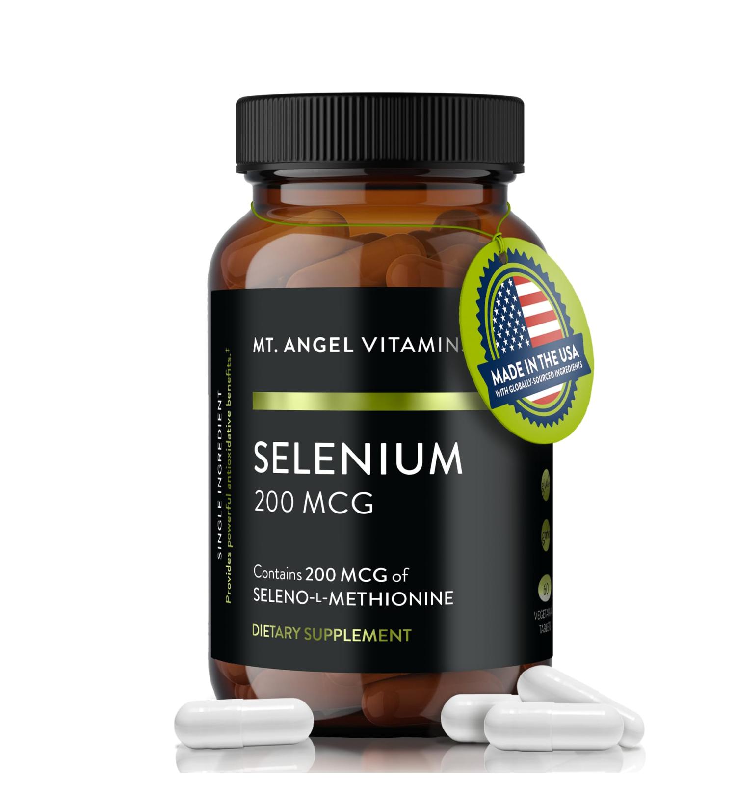 Mt. Angel Vitamins - Selenium 200mcg Capsules High Absorption Selenomethionine Thyroid & Immune Support Vegan Non-GMO - 60 Veggie Caps Antioxidant Supplement Made in USA - Buy Online on GoSupps.com