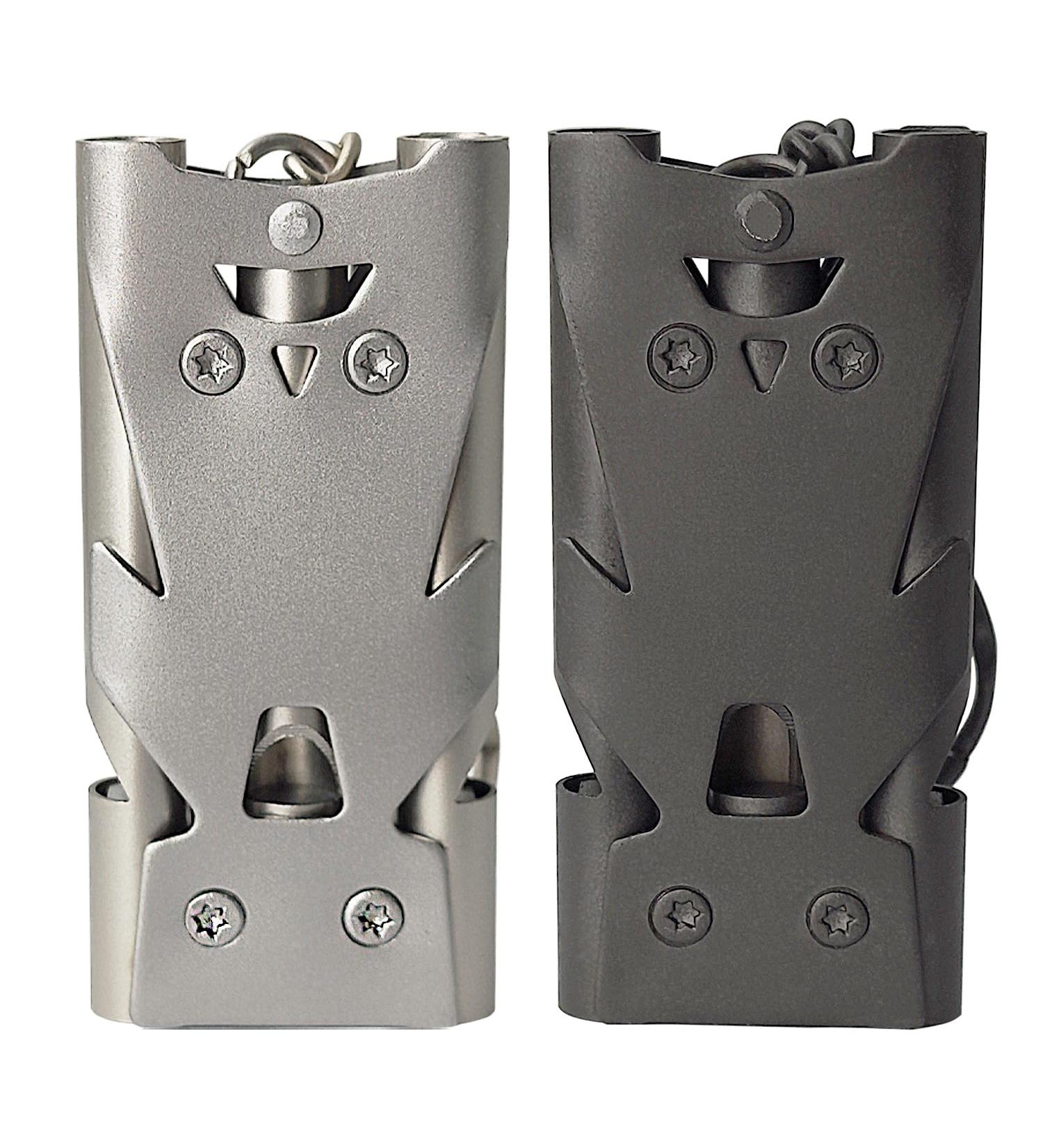Wanyig 2-Piece 150dB Emergency Whistle Pipe - Stainless Steel Survival Signal Pipe with Keychain | Black & Silver Triller for Sports & Rescue - Buy Online on GoSupps.com