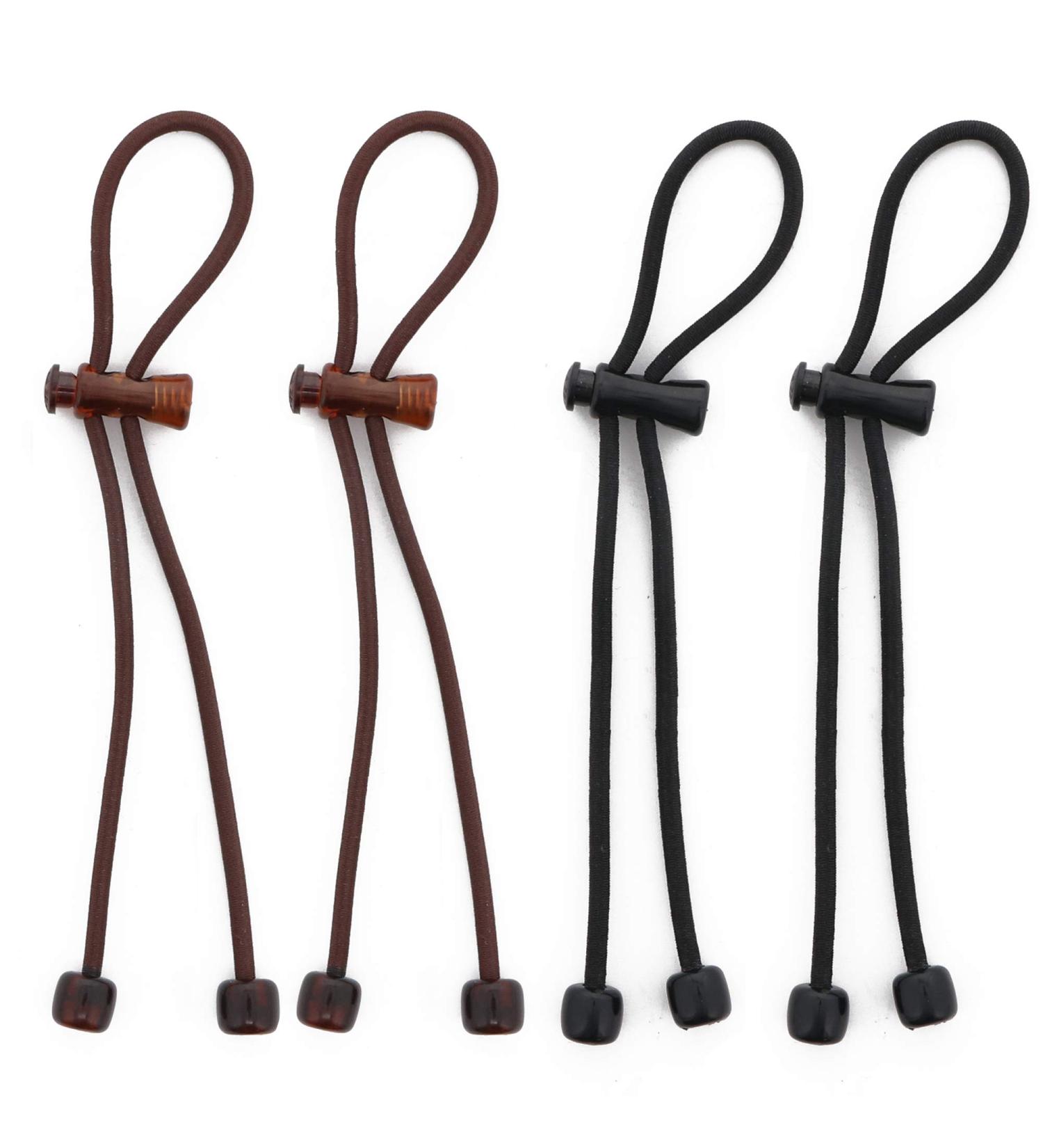 Pulleez Plus Sliding Ponytail Holder - Set of 4 Acrylic Charms - Brown & Black Elastic Hair Ties - Buy Online on GoSupps.com