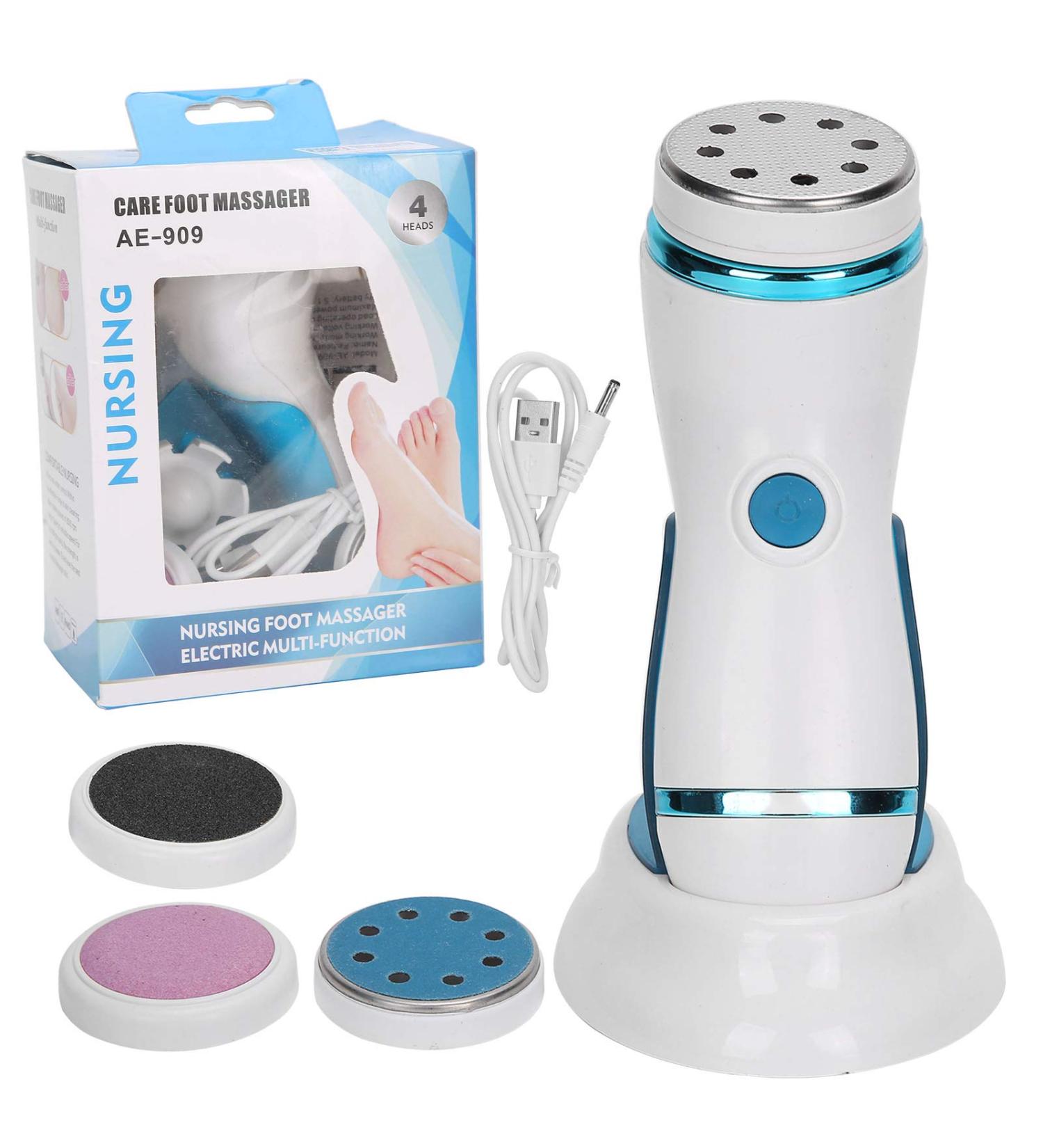 Electric Callus Remover Foot Scrubber Foot File Hard Skin Remover Pedicure Tools with 4 Replacement Grinding For Cracked Heels and Dead Skin(Blue) - Buy Online on GoSupps.com