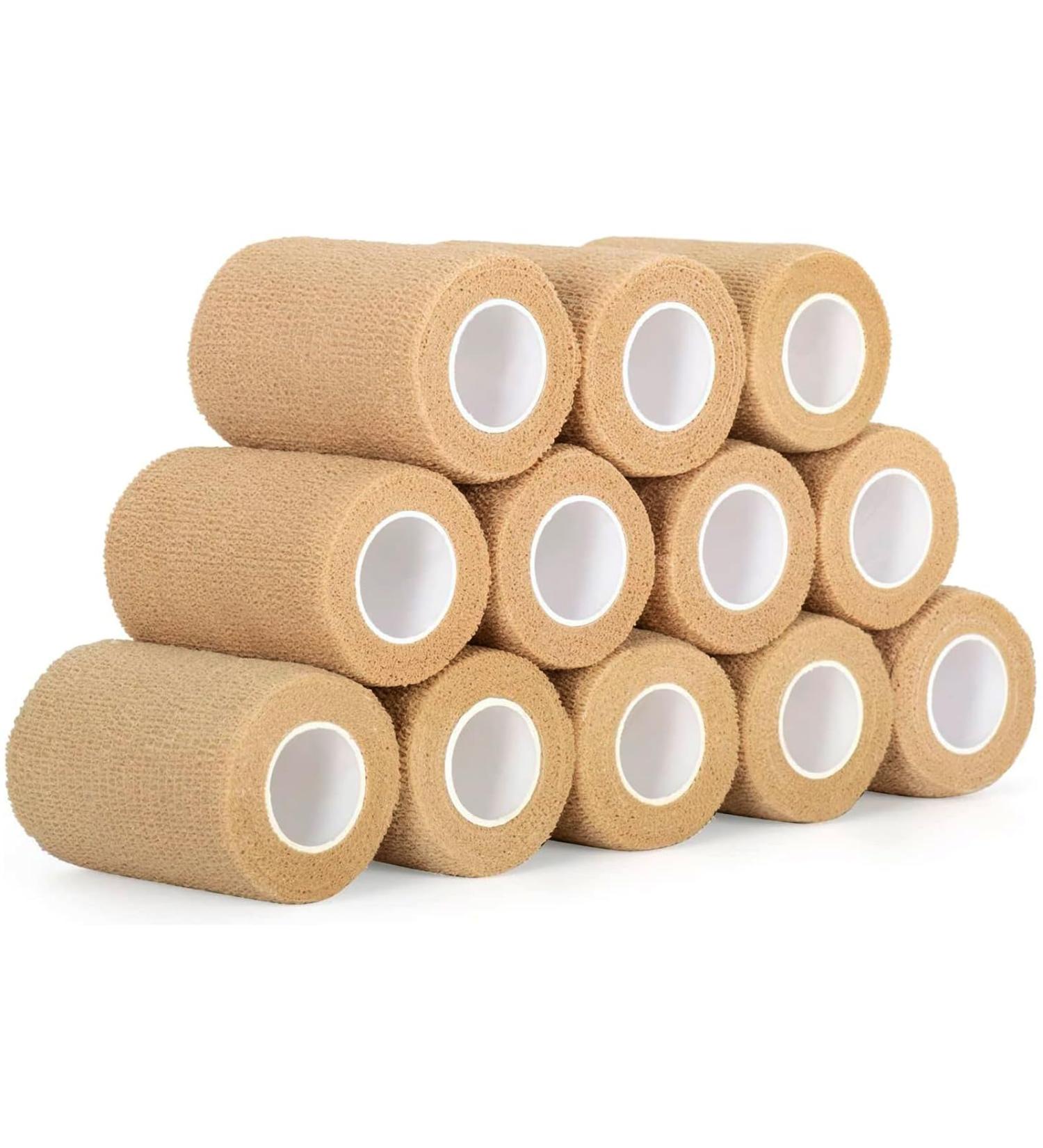 12 Rolls Self-Adhesive Cohesive Bandage 7.5cm x 4.5m for First Aid - Elastic Bandage for Finger & Hand Fixing - Pet Vet Wrap - Skin Color - Buy Online on GoSupps.com