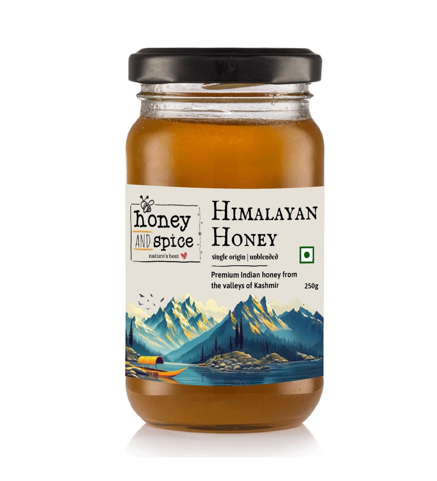 Honey and Spice Kashmiri Himalayan Raw Honey Single Origin Unblended Premium Indian Honey from the Valleys of Kashmir with No Added Sugar 250 Gm - Buy Online on GoSupps.com