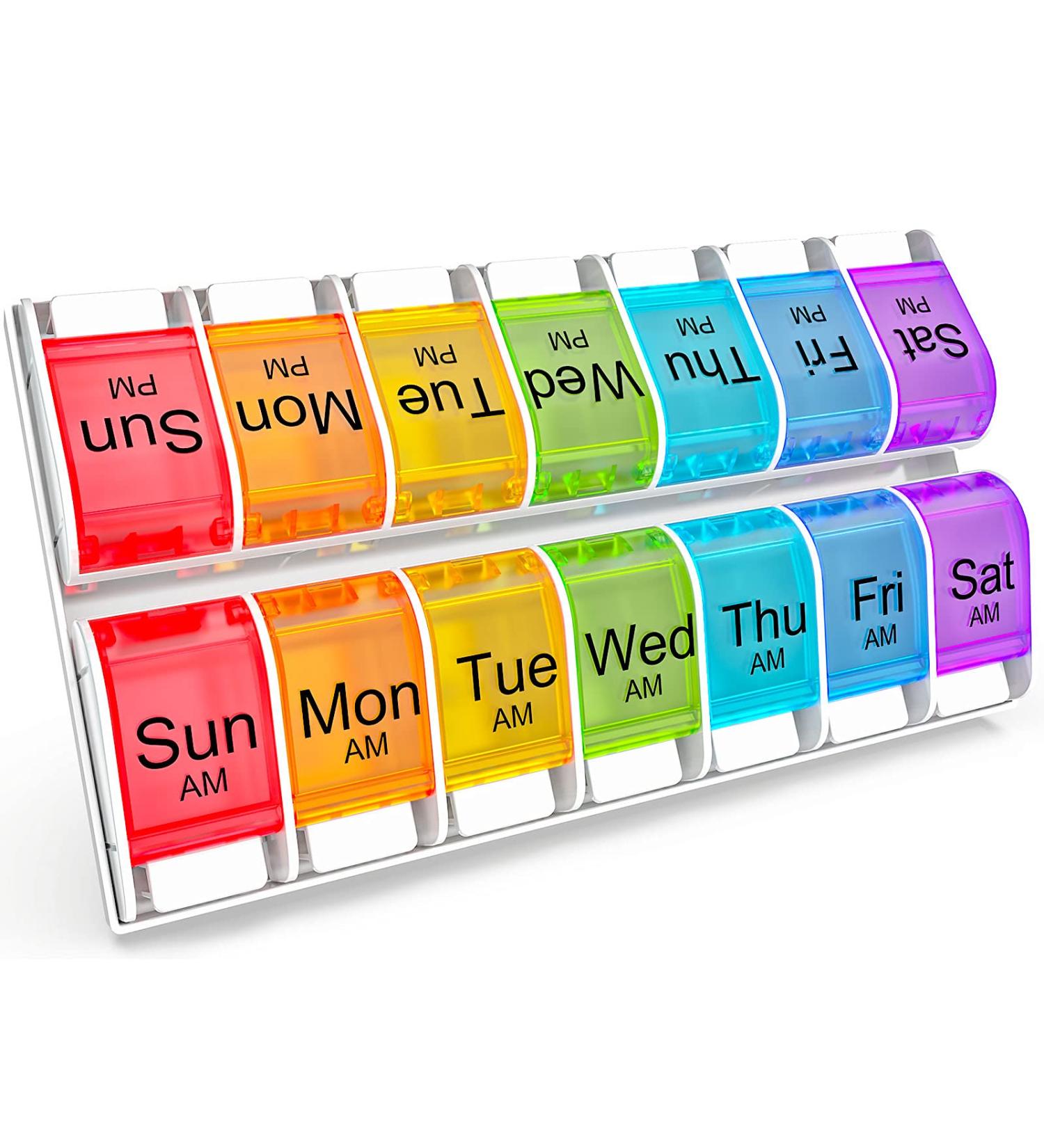 7 Days AM PM Pill Organizer - BPA-Free 2 Times a Day Large Weekly Pills Case for Vitamins and Medicine - Buy Online on GoSupps.com