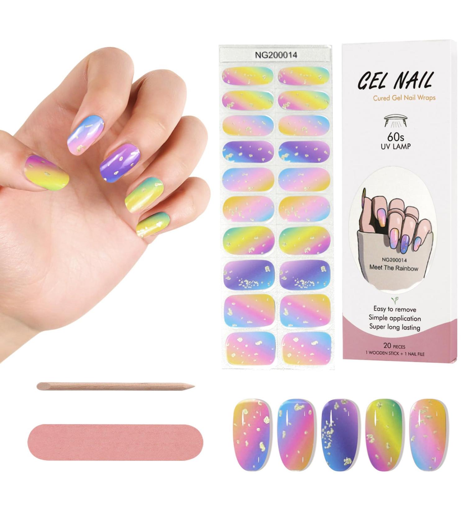 Kalolary 20PCS Nail Gel Polish Strips - Self-Adhesive Decals with Nail File for UV/LED Lamp | Full Wraps Nail Stickers - NJTZ-14 - Buy Online on GoSupps.com