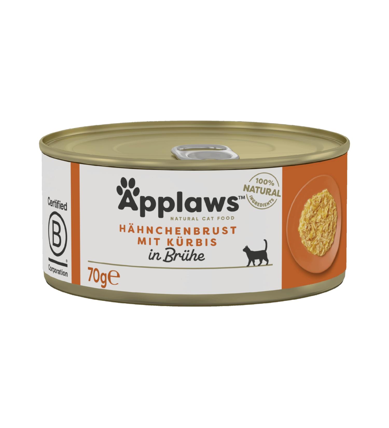 Applaws 100% Natural Wet Cat Food - Chicken with Pumpkin (24 x 70g Tins) - Premium Grain-Free Cat Food - Buy Online on GoSupps.com