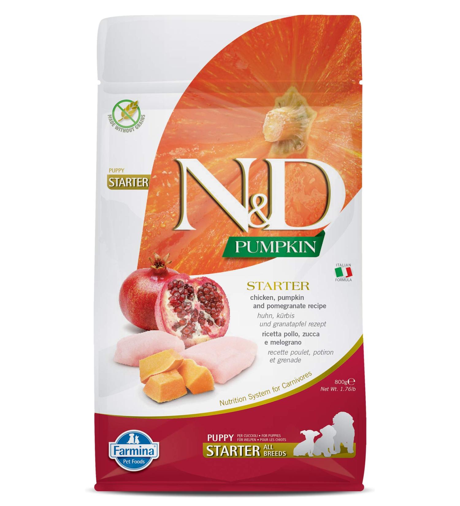 N&D Pumpkin Dog Chicken & Pomegranate Starter Puppy All Breeds 800 GR - Buy Online on GoSupps.com
