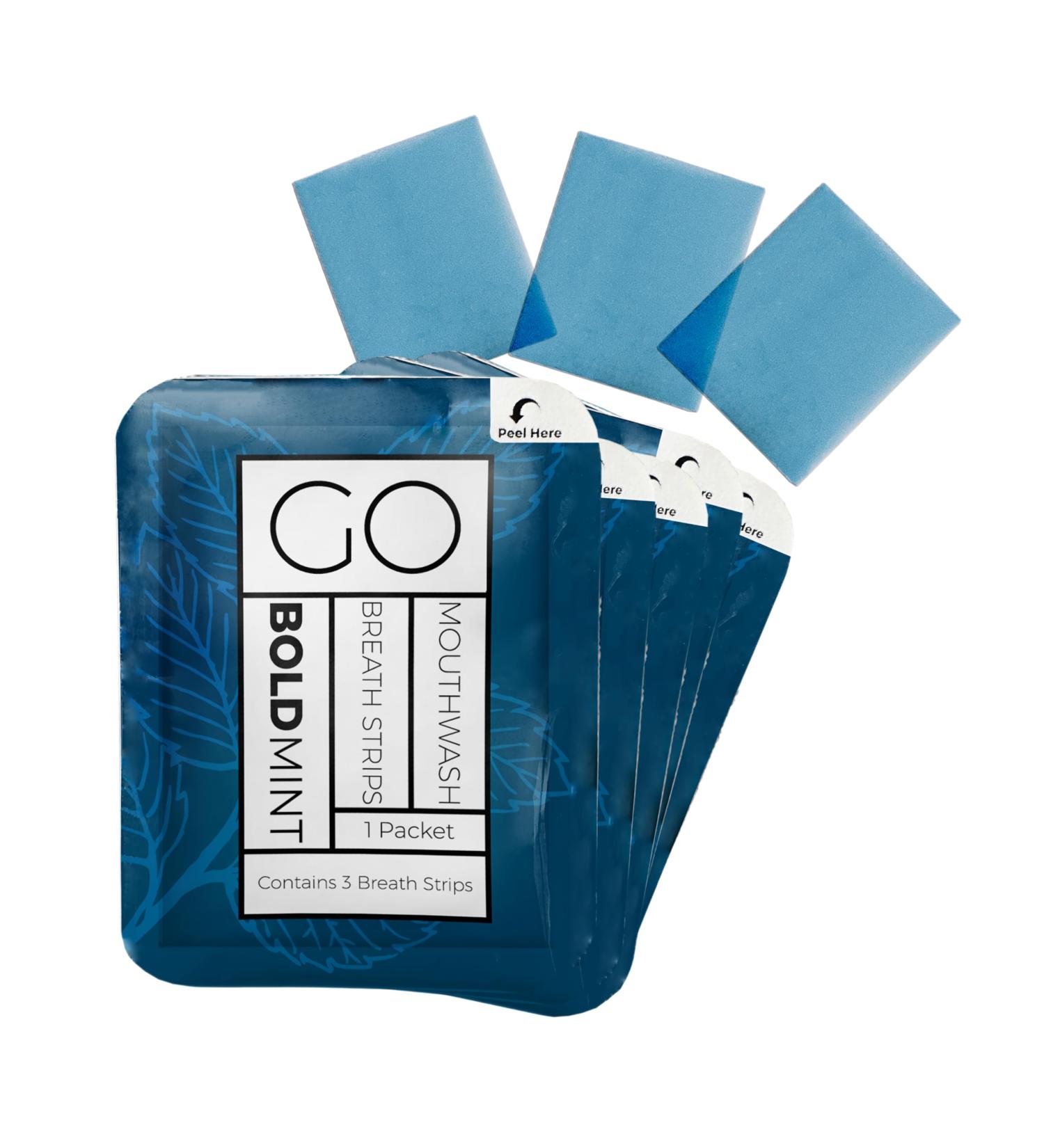 Breath Strips for Bad Breath by Go Mouthwash- Indivivual Packets containing 3 Bold Mint Strips - Alternative to Breath Mints Travel Mouthwash Breath Spray and Other Fresheners - Perfect on The GO 40 Ounce (Pack of 1) Bol  - Buy Online on GoSupps.com