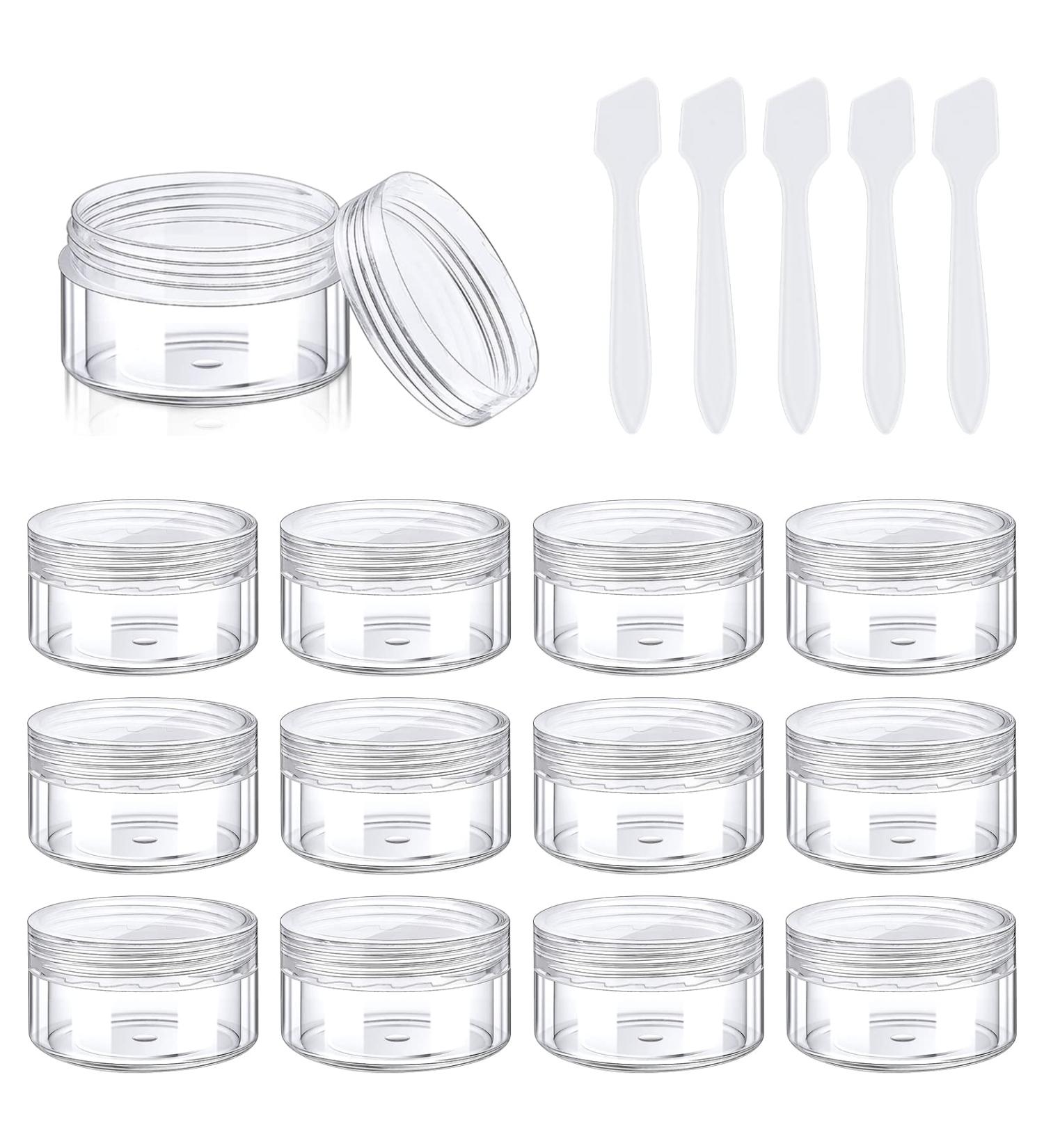 Pinsheng 50-Piece Clear Empty Cosmetic Containers - 5ml Travel Cream Jars with Lids Nail Art Jars & Spatula for Lip Balm & Lotion - Buy Online on GoSupps.com
