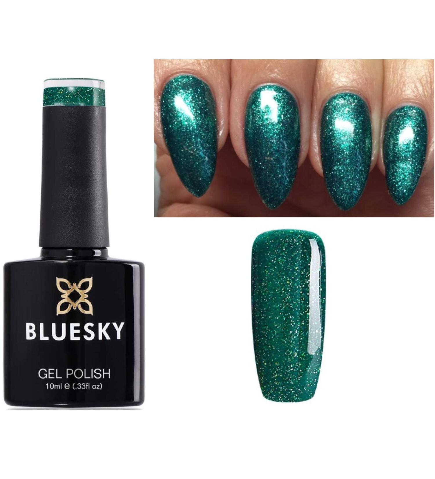 Bluesky Gel Nail Polish MISTLETOE MAGIC Christmas GREEN GLITTER SPARKLE Nail UV LED Soak Off - Buy Online on GoSupps.com