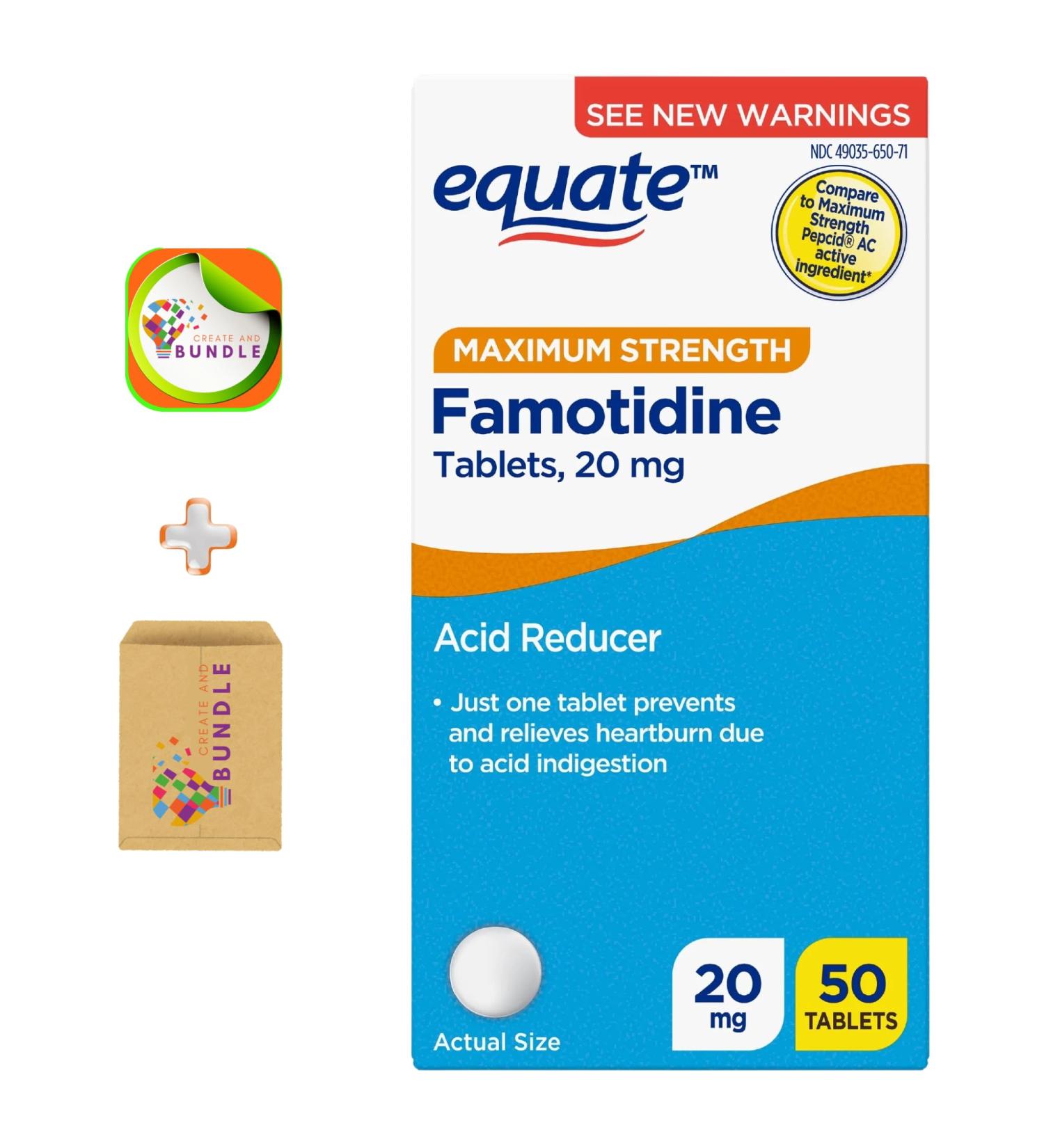 Buy Equate Famotidine 20mg Tablets - Maximum Strength Acid Reducer (50 Count) | International Shipping Available - Buy Online on GoSupps.com